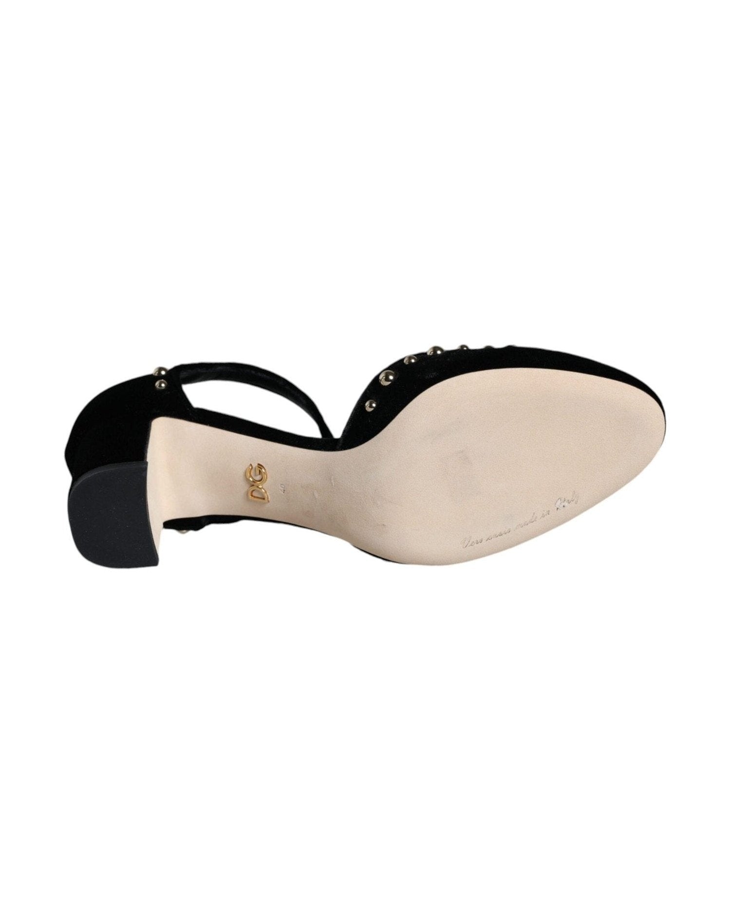 Dolce & Gabbana Black Velvet Roses Ankle Strap Pumps Shoes Heels