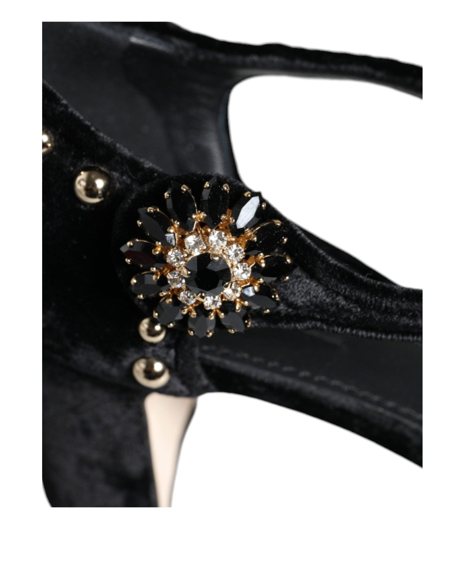 Dolce & Gabbana Black Velvet Roses Ankle Strap Pumps Shoes Glam Steals