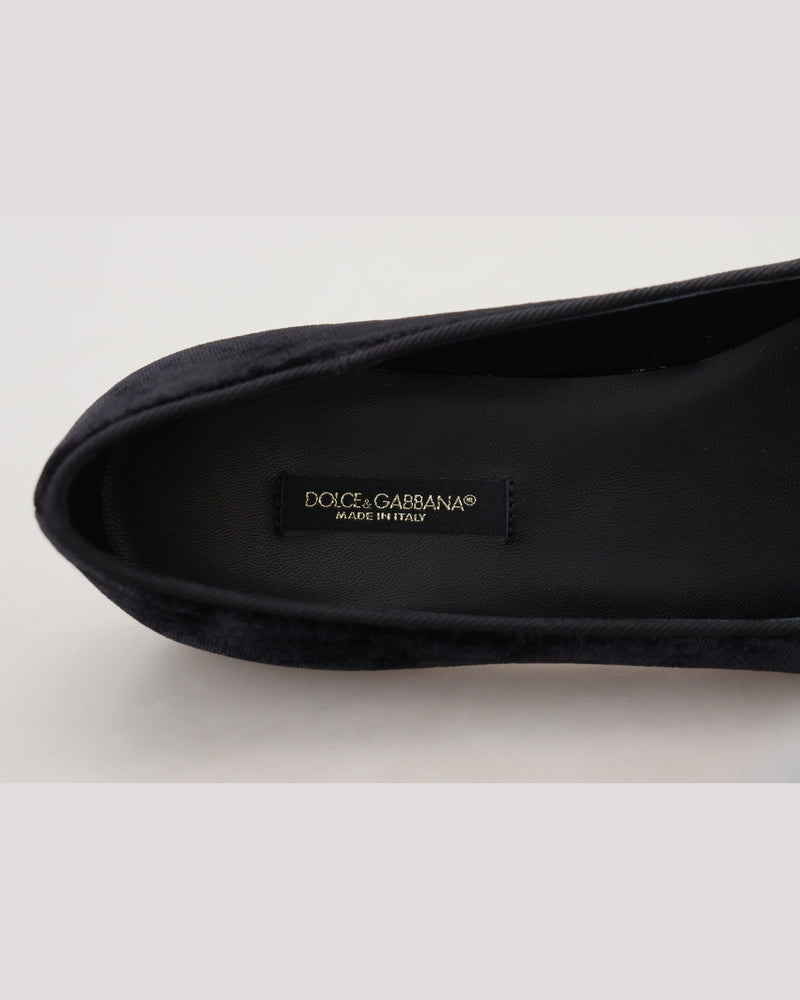 Dolce & Gabbana Black Velvet Slip Ons Loafers Glam Steals
