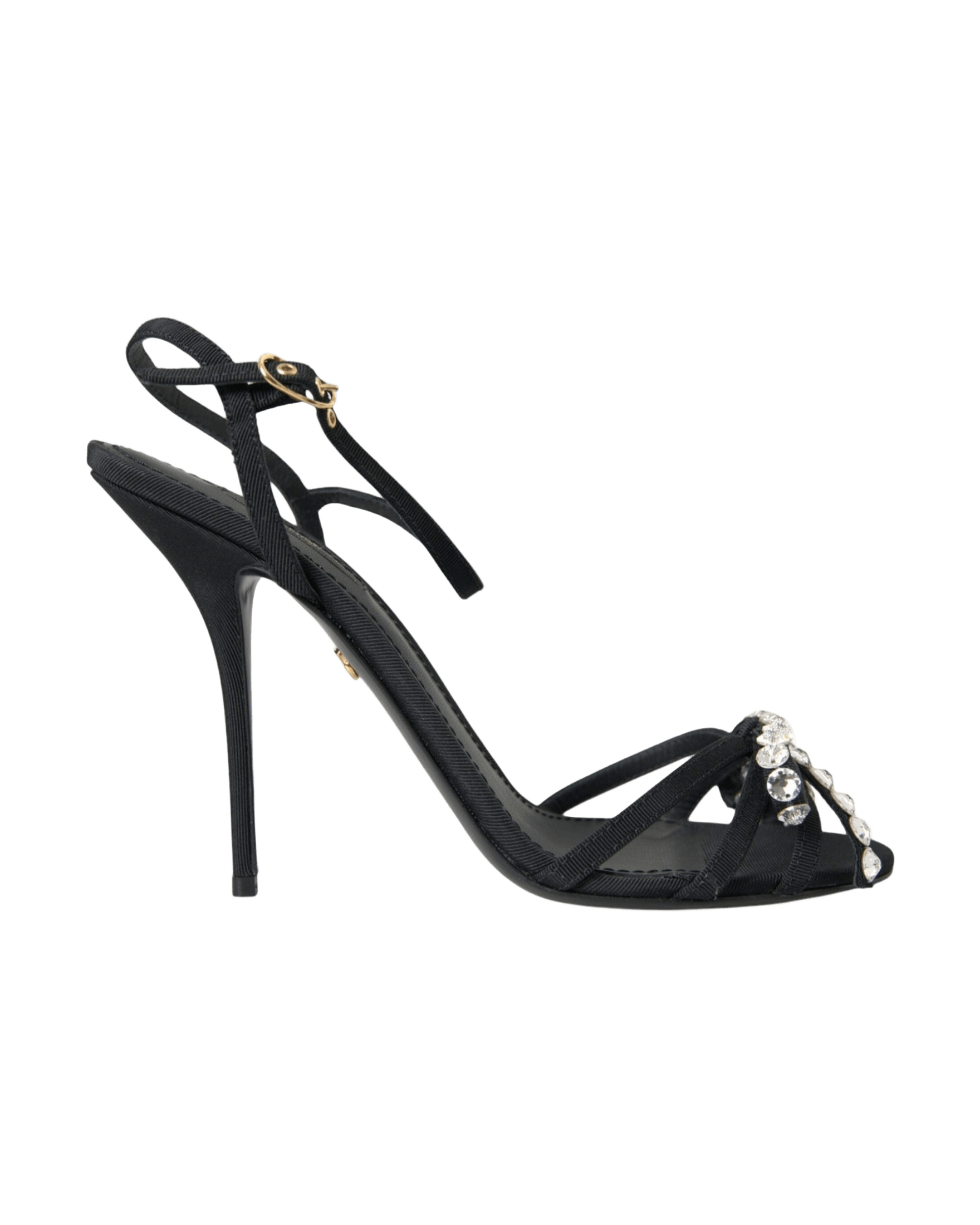 Dolce & Gabbana Black Viscose Crystal Bow Heels Sandals Shoes Glam Steals
