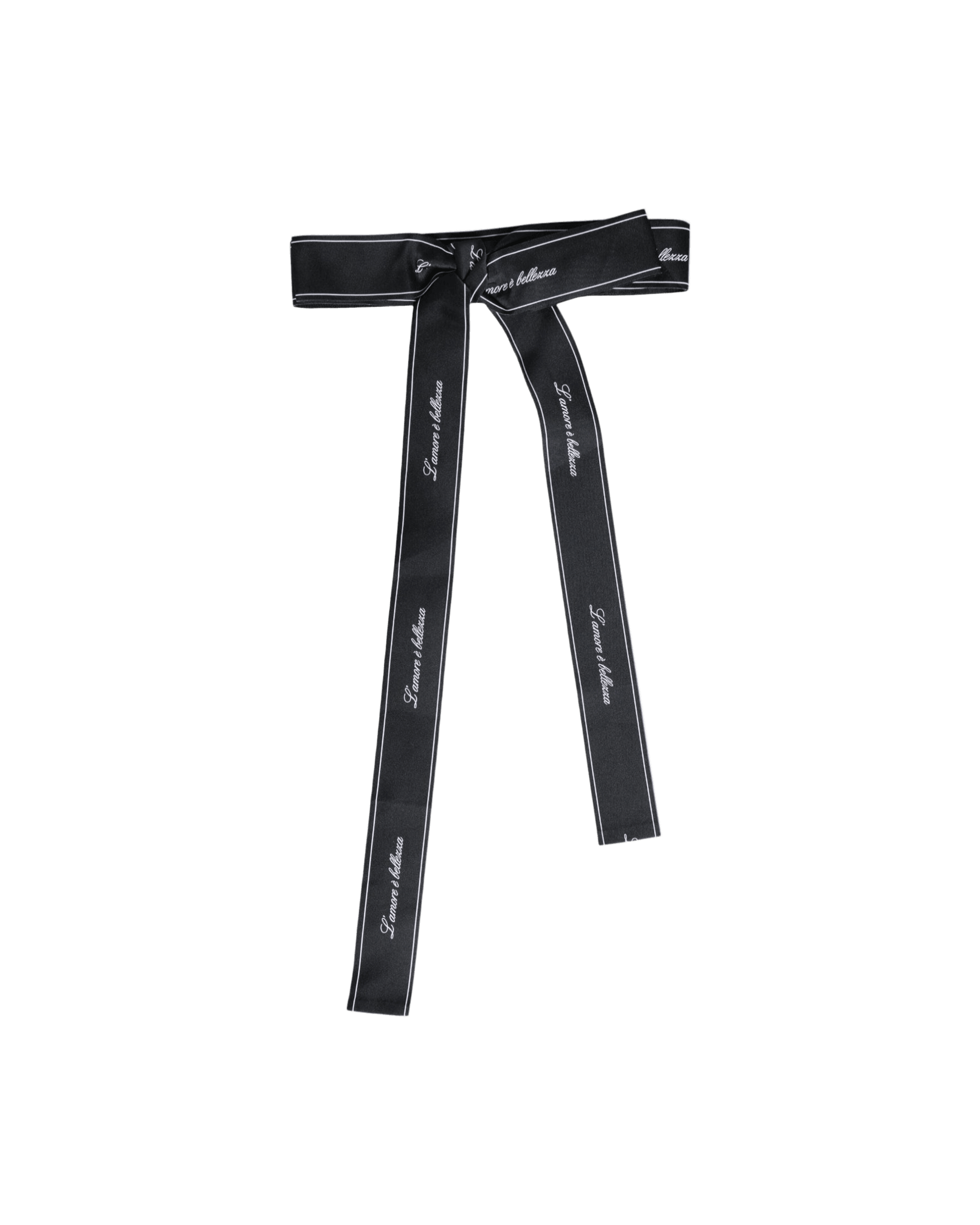 Dolce & Gabbana Black Waist Ribbon Wide Bow Logo Belt Glam Steals