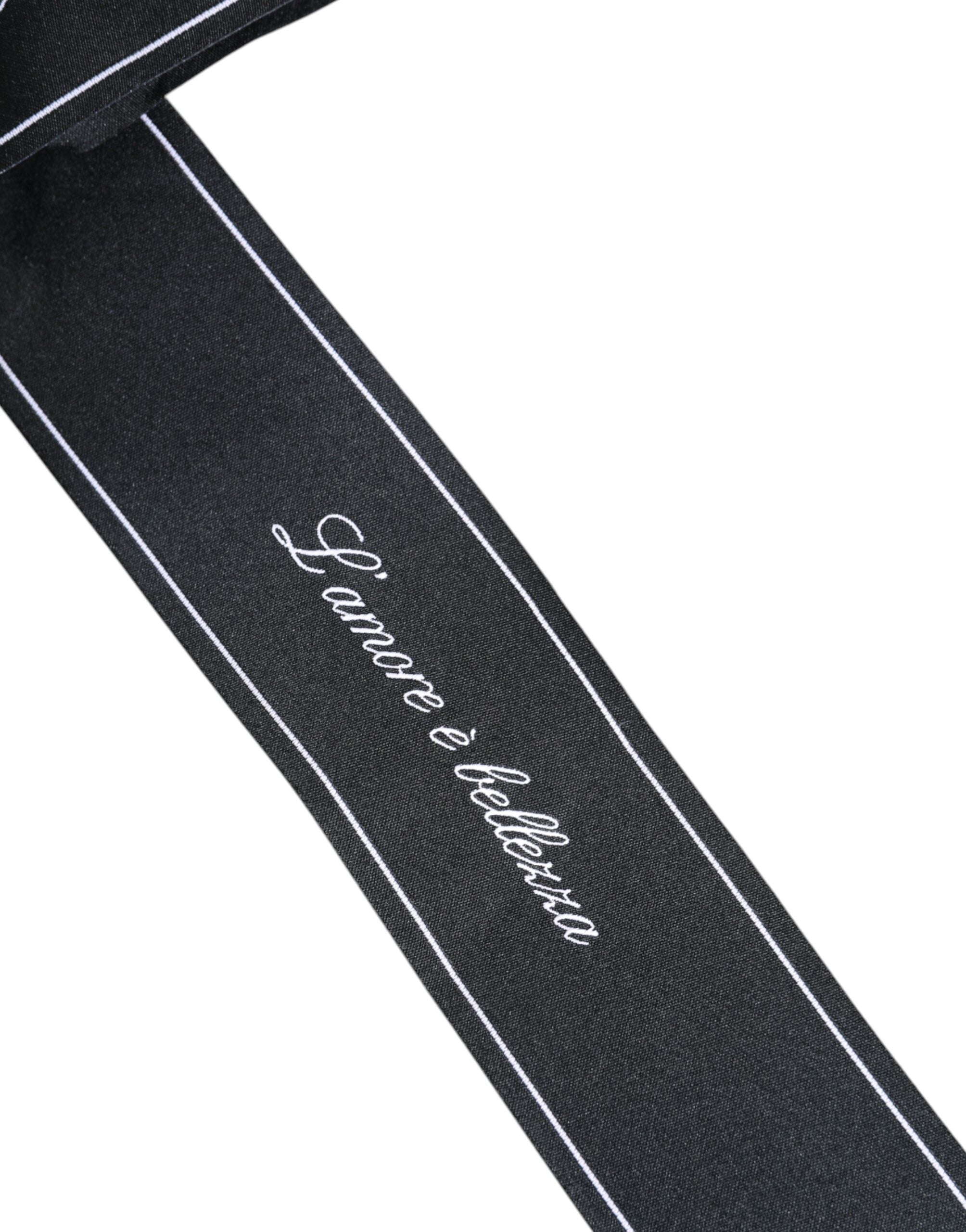 Dolce & Gabbana Black Waist Ribbon Wide Bow Logo Belt Glam Steals