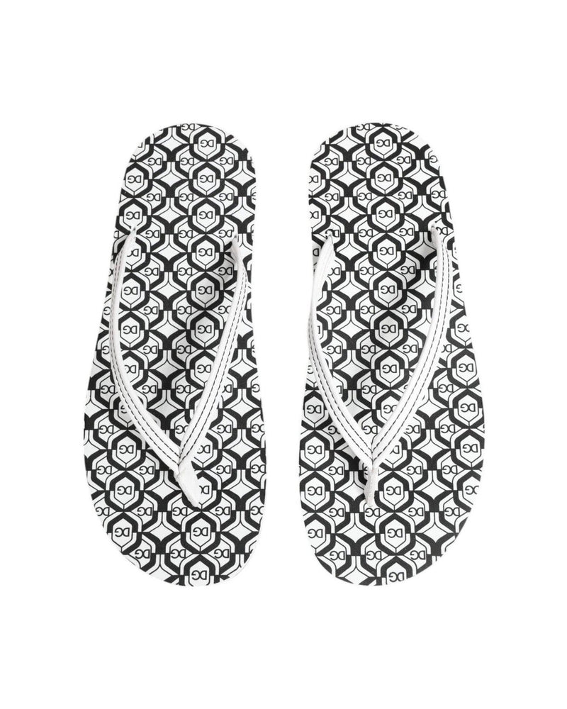 Dolce & Gabbana Black White Logo Beachwear Flats Slipper Shoes Glam Steals