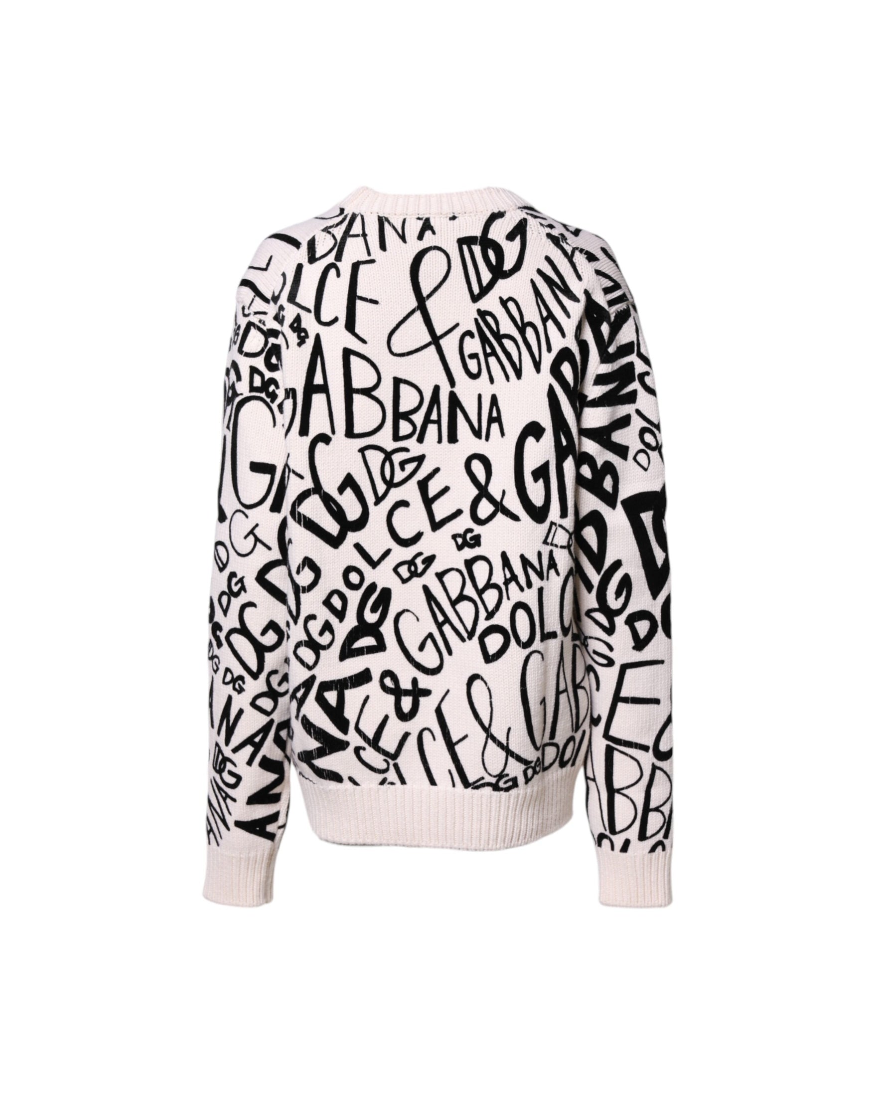 Dolce & Gabbana Black White Logo Print Pullover Sweater Glam Steals