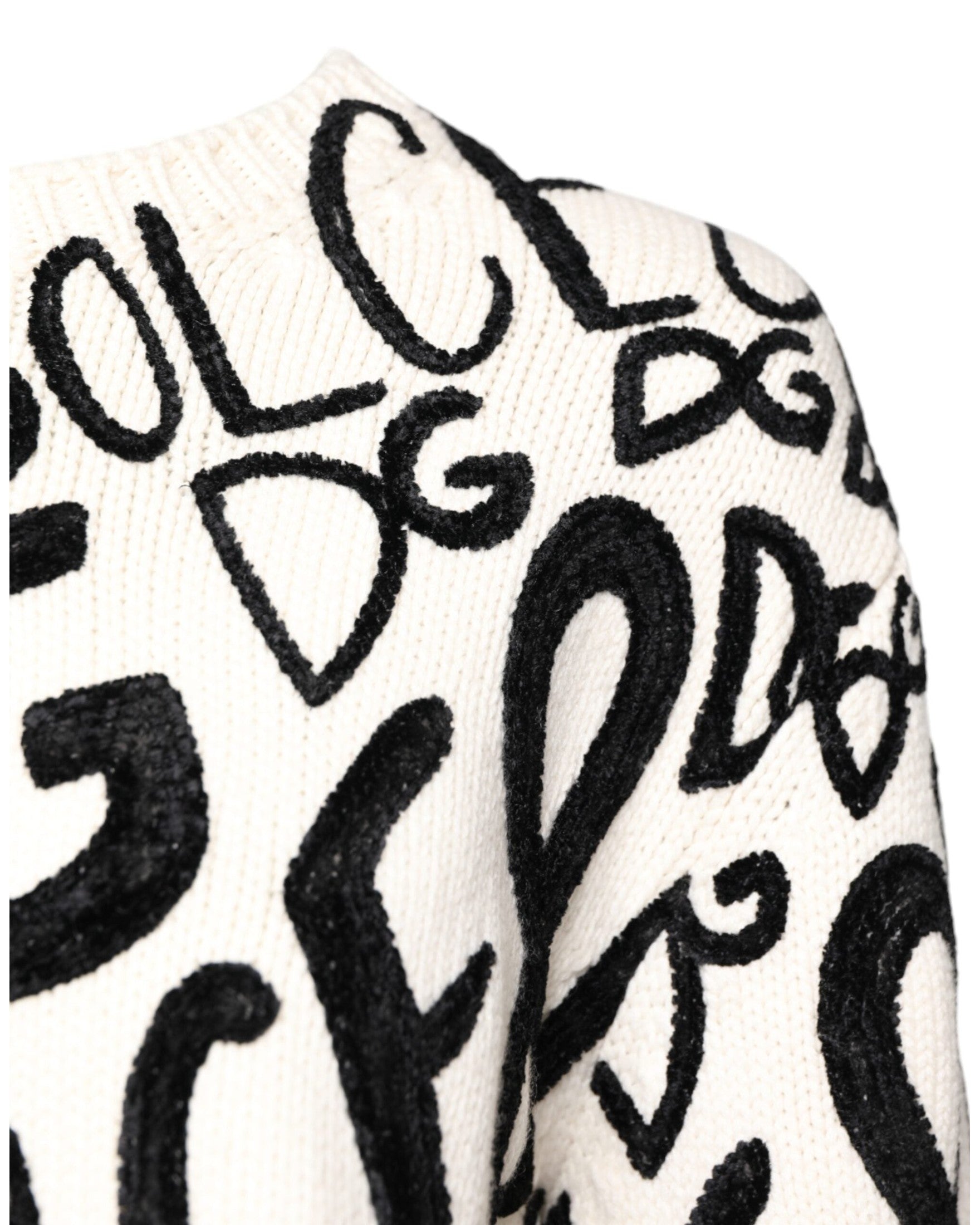 Dolce & Gabbana Black White Logo Print Pullover Sweater Glam Steals