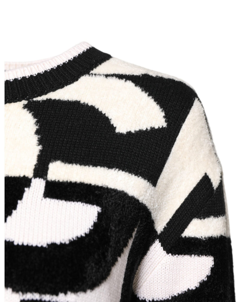 Dolce & Gabbana Black White Logo Print Pullover Sweater Glam Steals