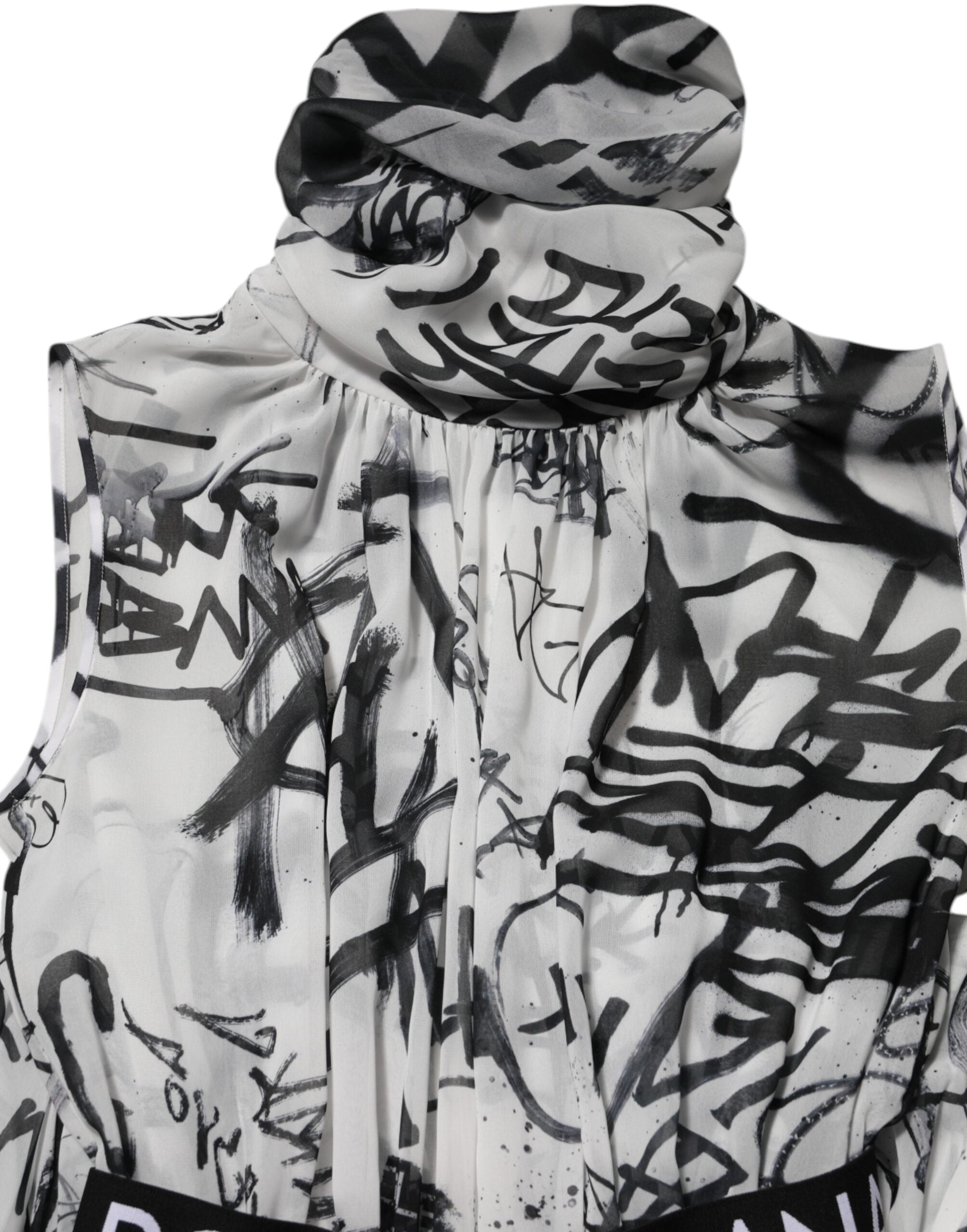 Dolce & Gabbana Black White Monogram Pleated Long Gown Dress Glam Steals