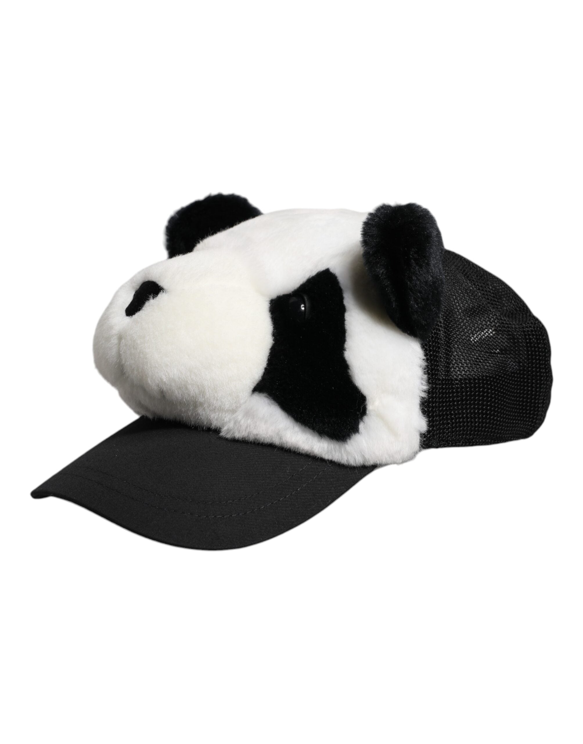 Dolce & Gabbana Black White Panda Fur Women Baseball Cap Glam Steals