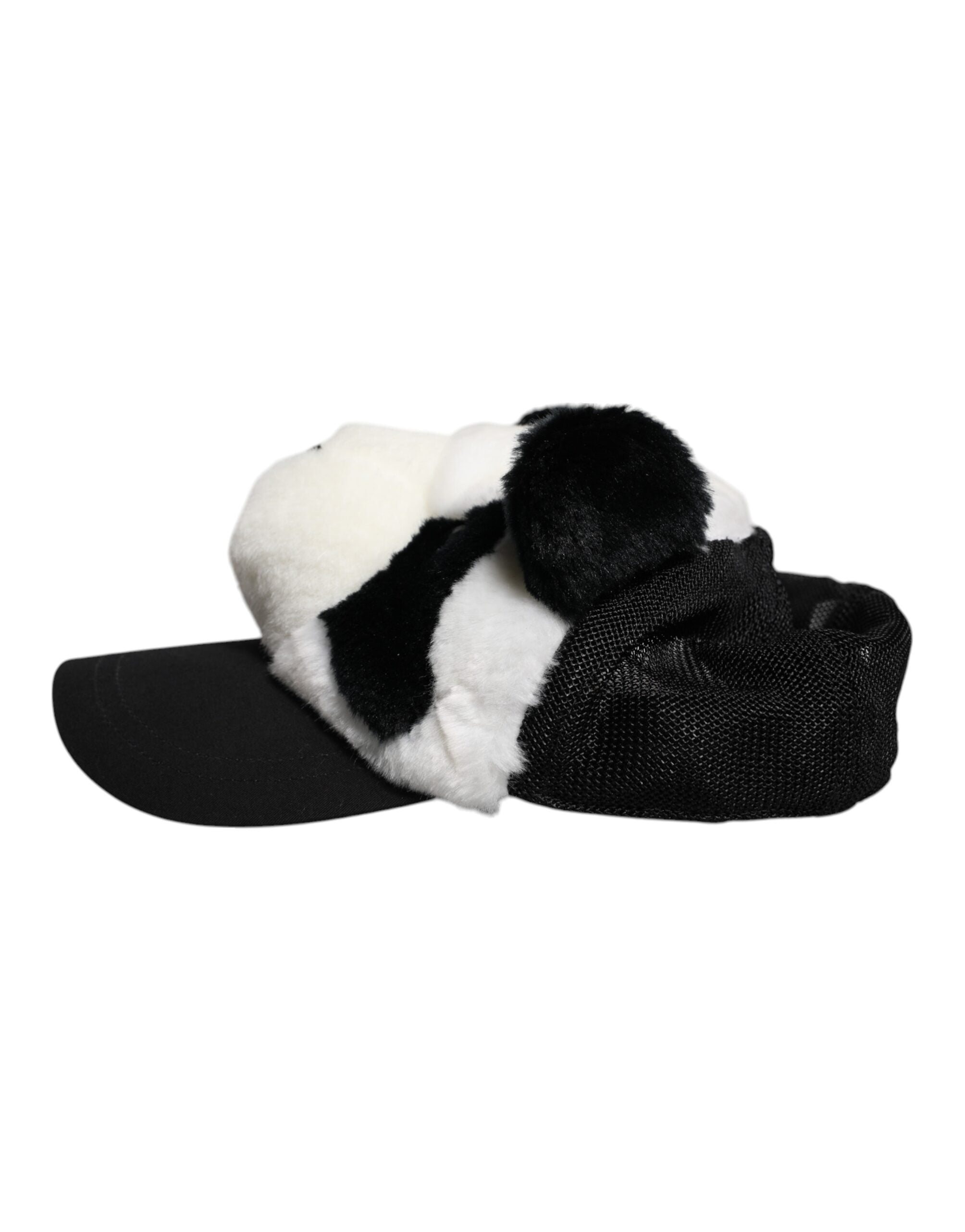 Dolce & Gabbana Black White Panda Fur Women Baseball Cap Glam Steals