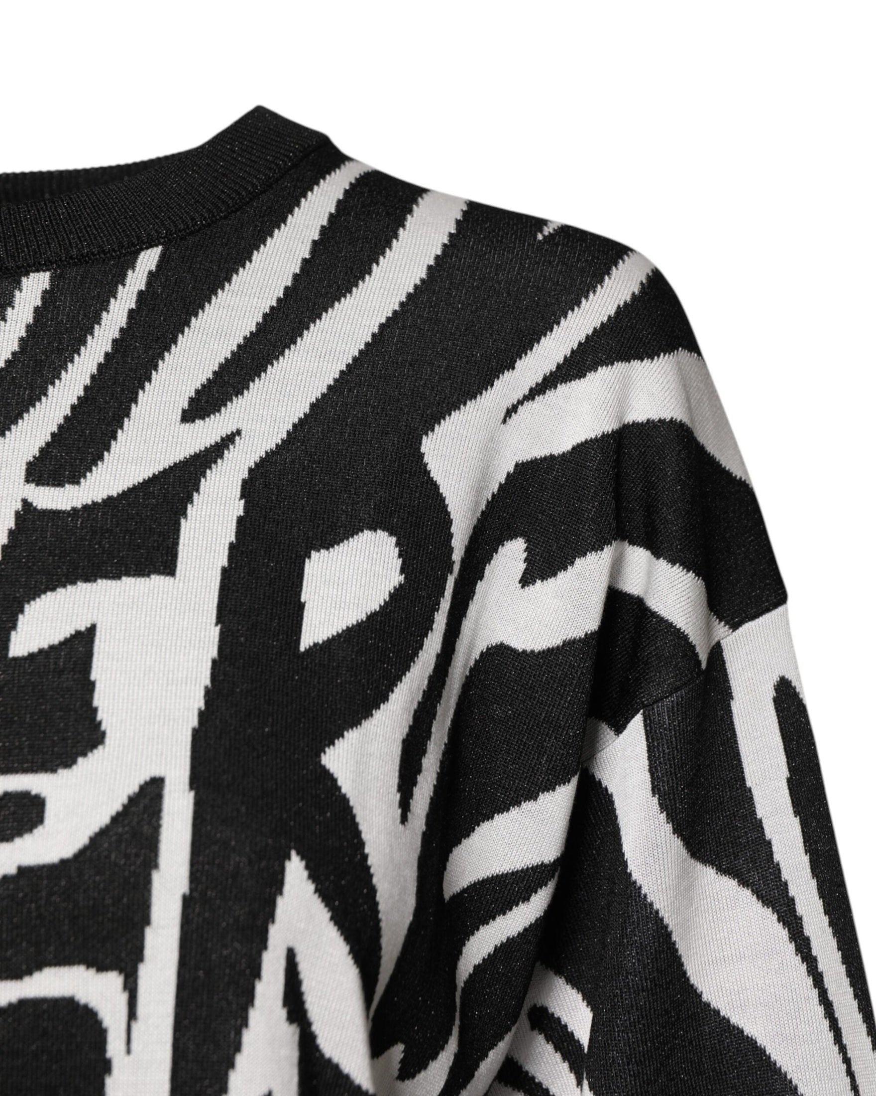 Dolce & Gabbana Black White Print Pullover Sweater Glam Steals