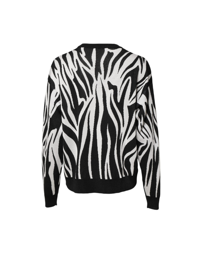 Dolce & Gabbana Black White Print Pullover Sweater Glam Steals