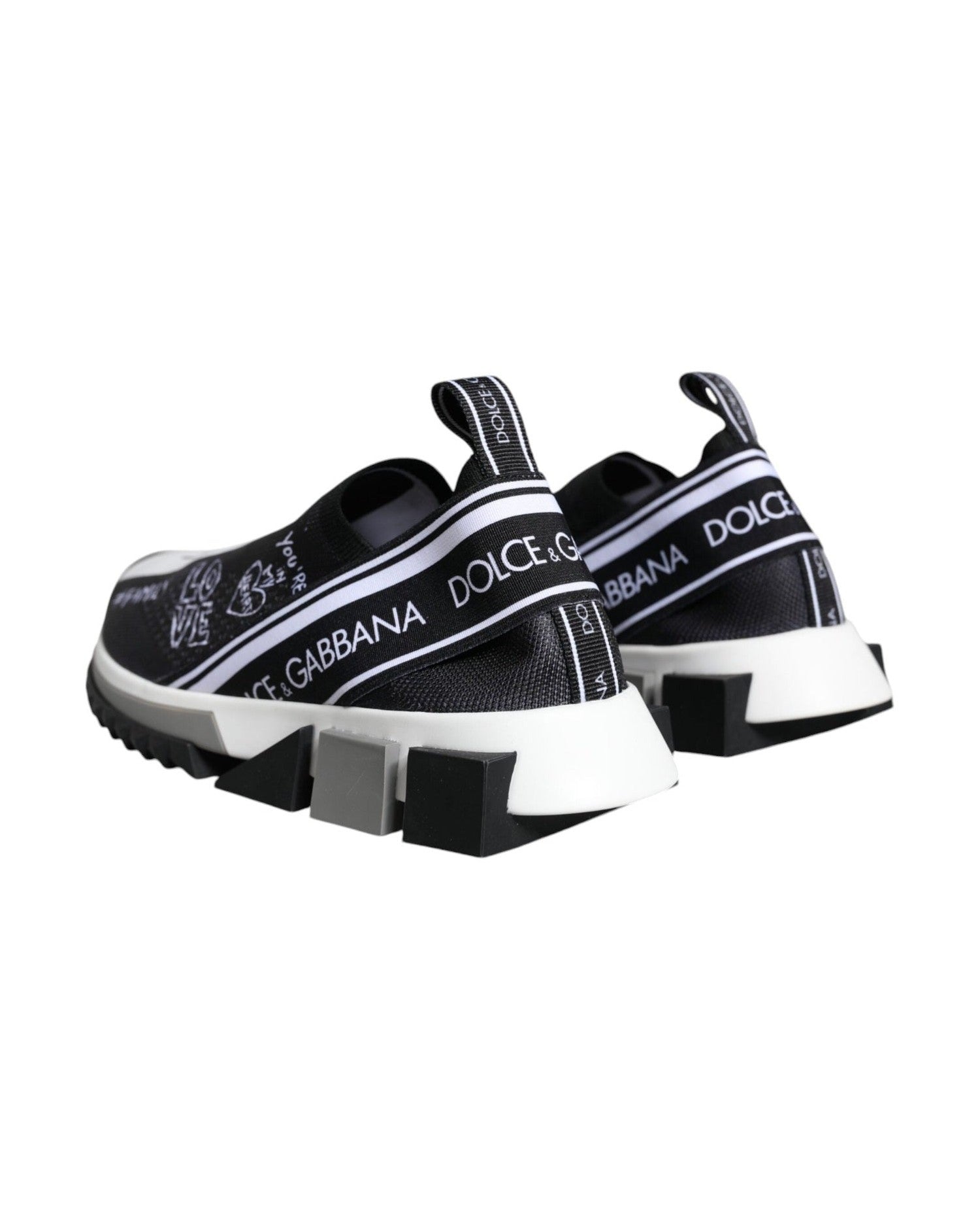 Dolce & Gabbana Black White Sorrento Low Top Sneakers Shoes Sneakers