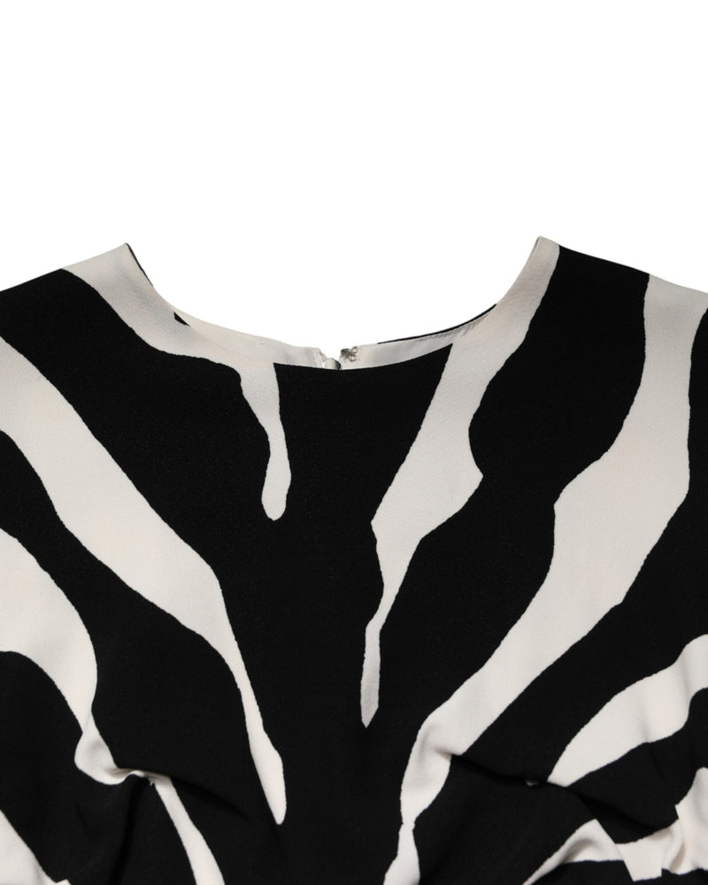 Dolce & Gabbana Black White Zebra Viscose Sheath Midi Dress Glam Steals