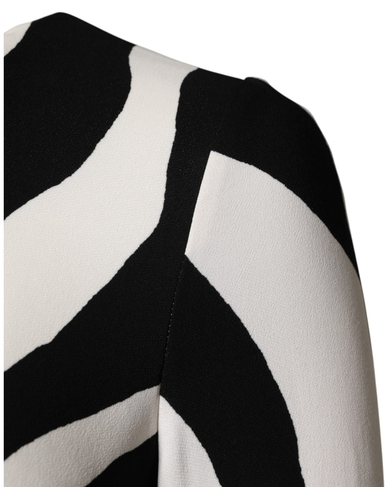 Dolce & Gabbana Black White Zebra Viscose Sheath Midi Dress Glam Steals