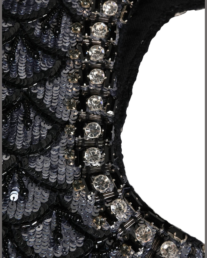 Dolce & Gabbana Black Wool Crystal Embellished Balaclava Hat 
