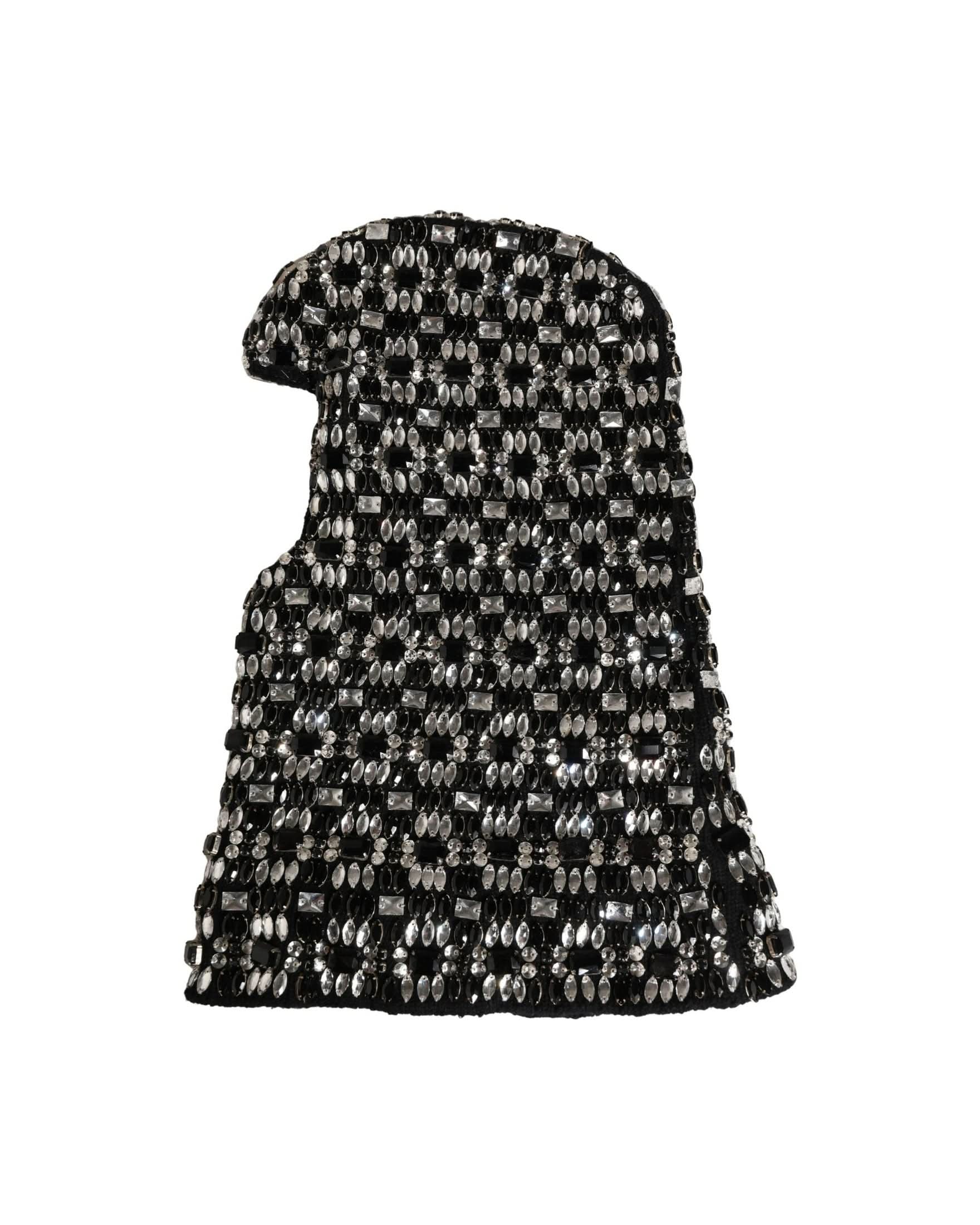 Dolce & Gabbana Black Wool Crystal Embellished Balaclava Hat 