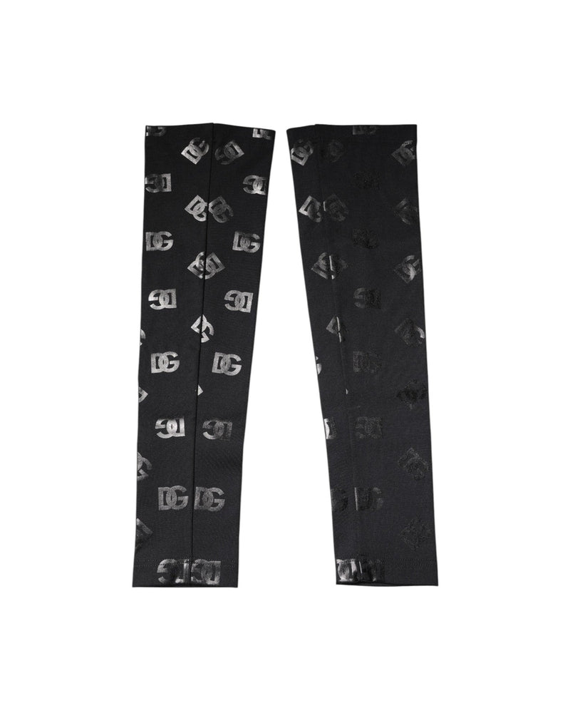 Dolce & Gabbana Black Wool Dg Logo Monogram Stretch Arm Sleeves Arm Warmers & Sleeves