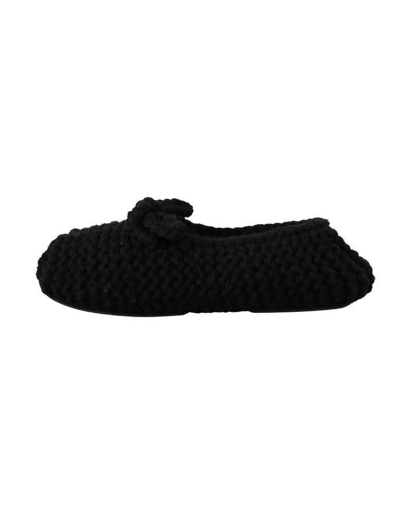 Dolce & Gabbana Black Wool Elegant Knit Ballet Flats Flats