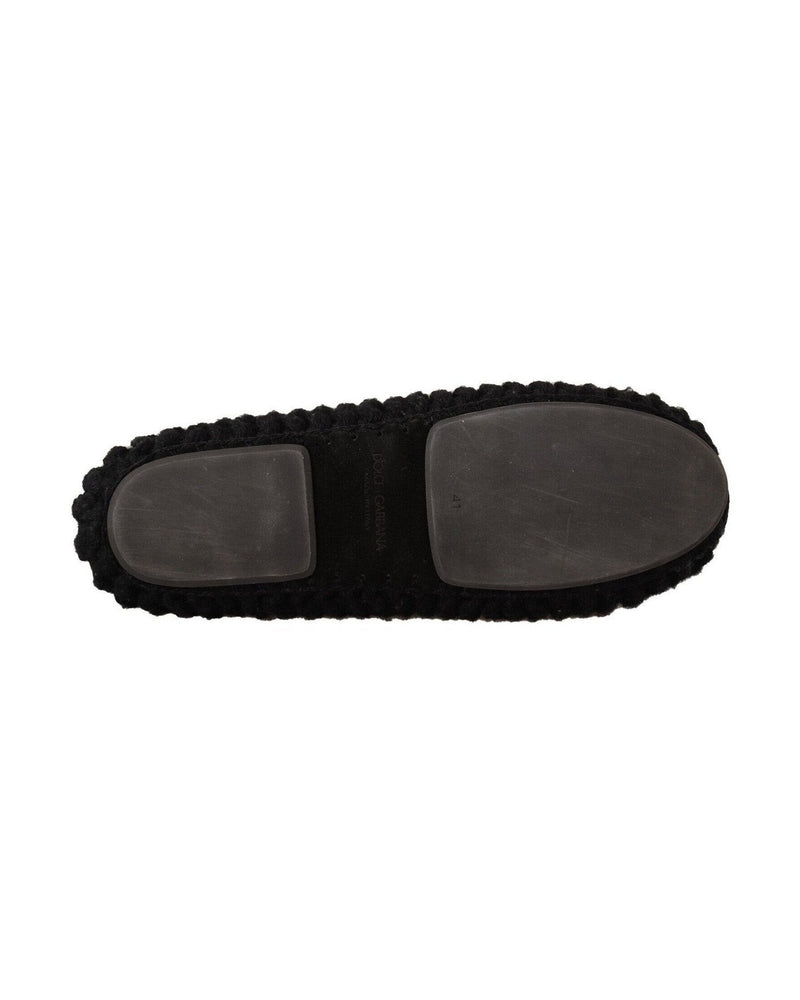 Dolce & Gabbana Black Wool Elegant Knit Ballet Flats Flats