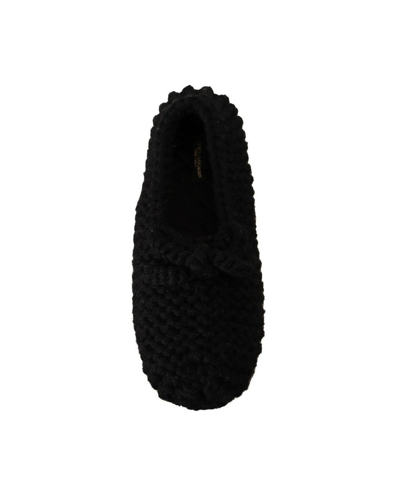 Dolce & Gabbana Black Wool Elegant Knit Ballet Flats Glam Steals