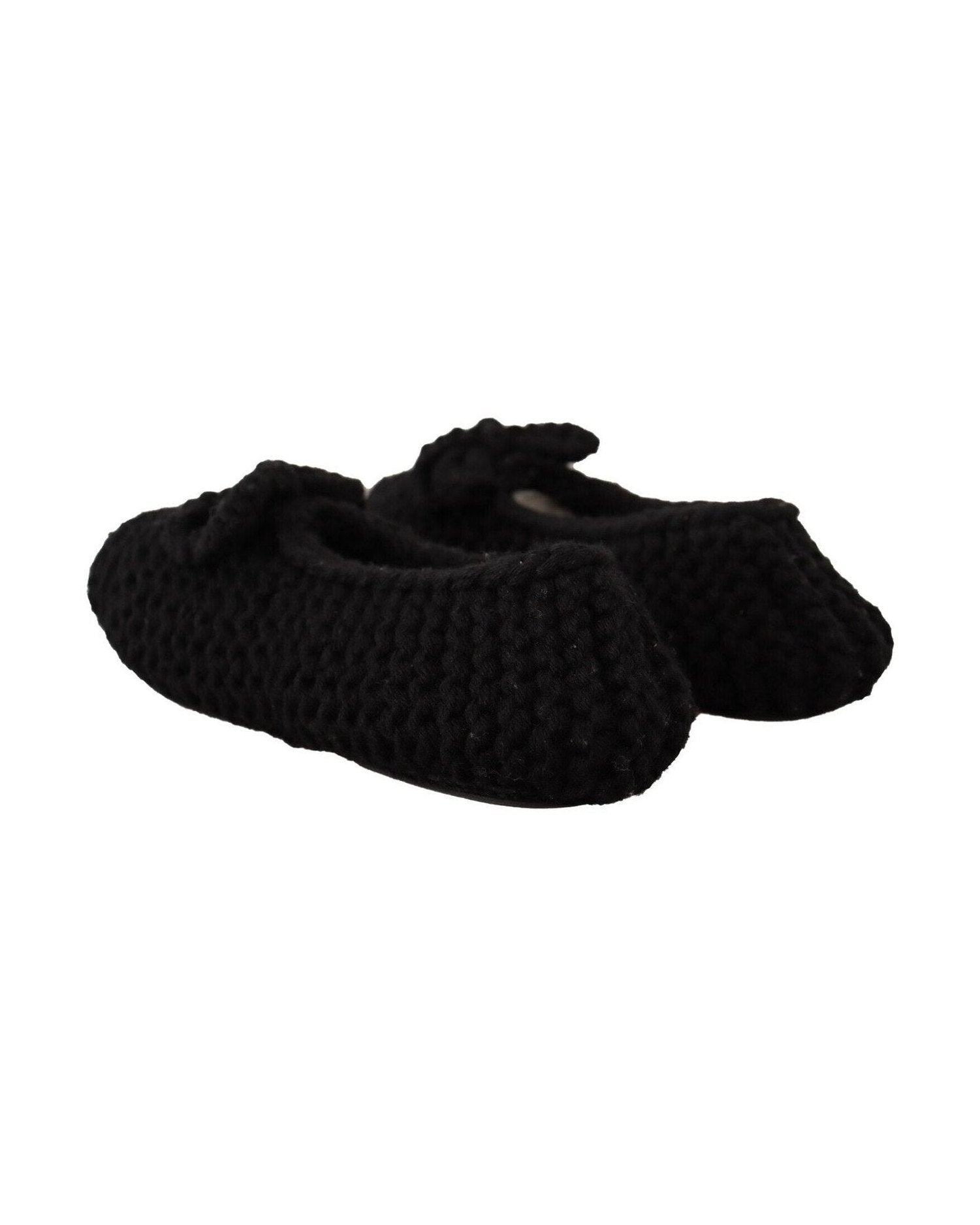 Dolce & Gabbana Black Wool Elegant Knit Ballet Flats Glam Steals