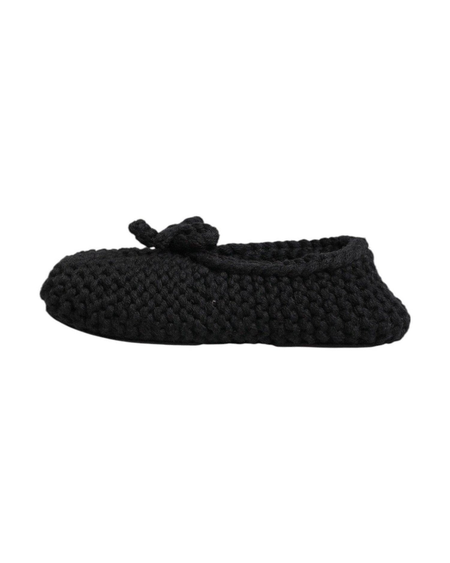 Dolce & Gabbana Black Wool Knit Slip On Ballerina Flats Shoes Shoes