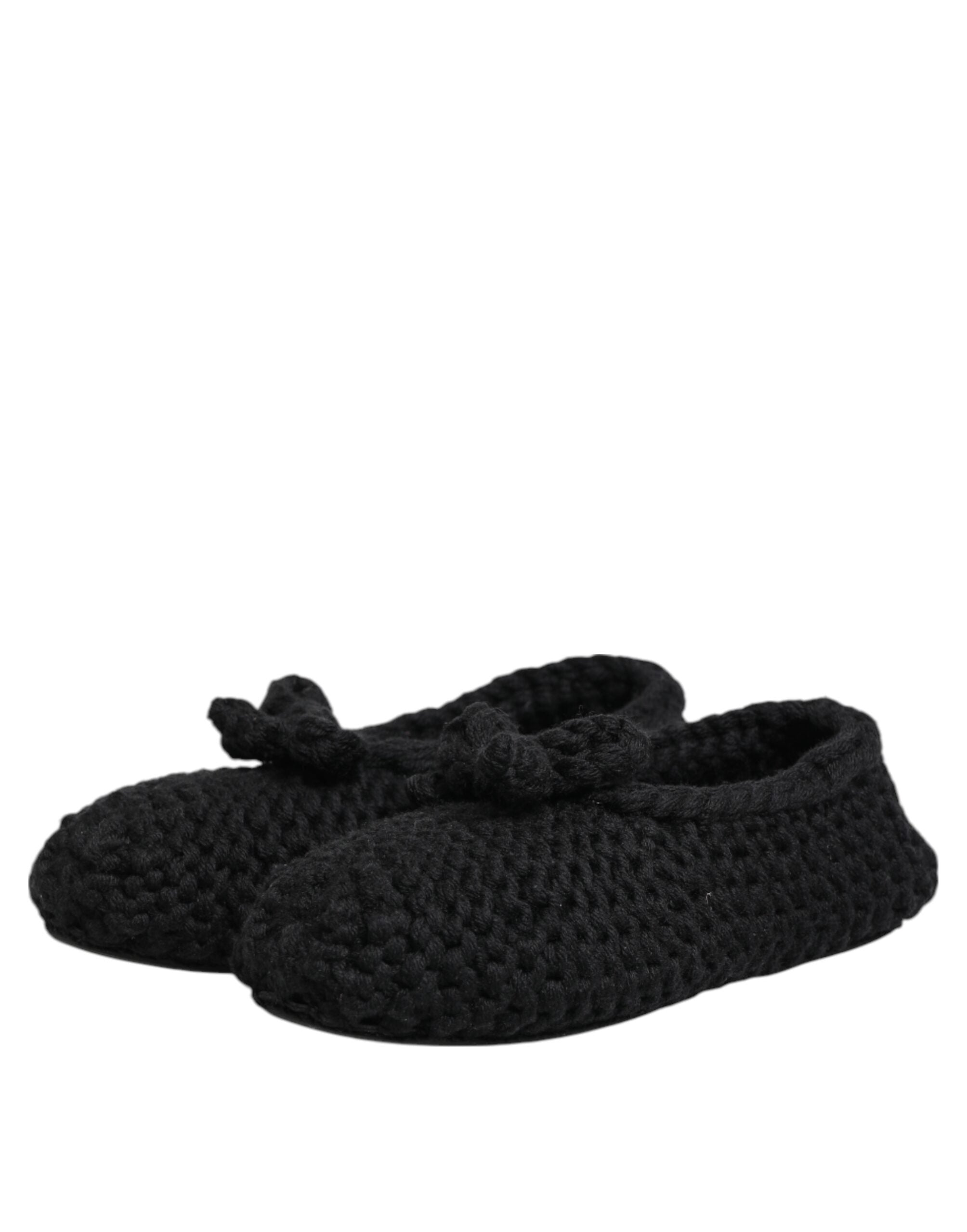 Dolce & Gabbana Black Wool Knit Slip On Ballerina Flats Shoes Glam Steals