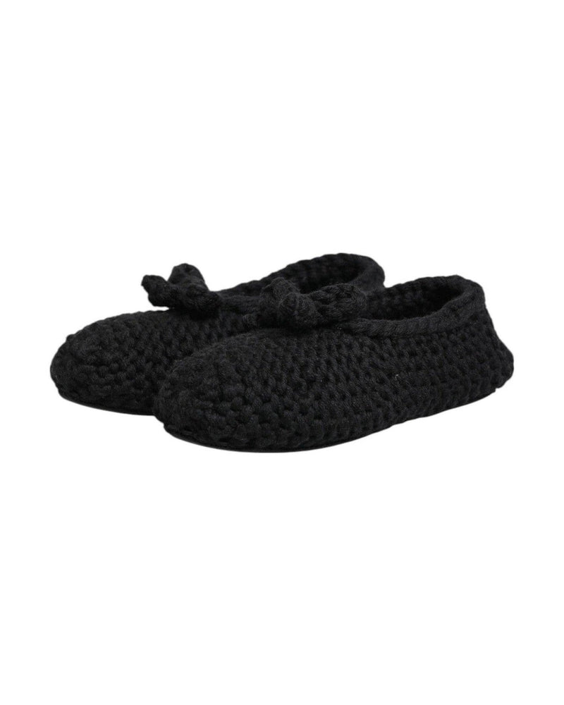 Dolce & Gabbana Black Wool Knit Slip On Ballerina Flats Shoes Glam Steals