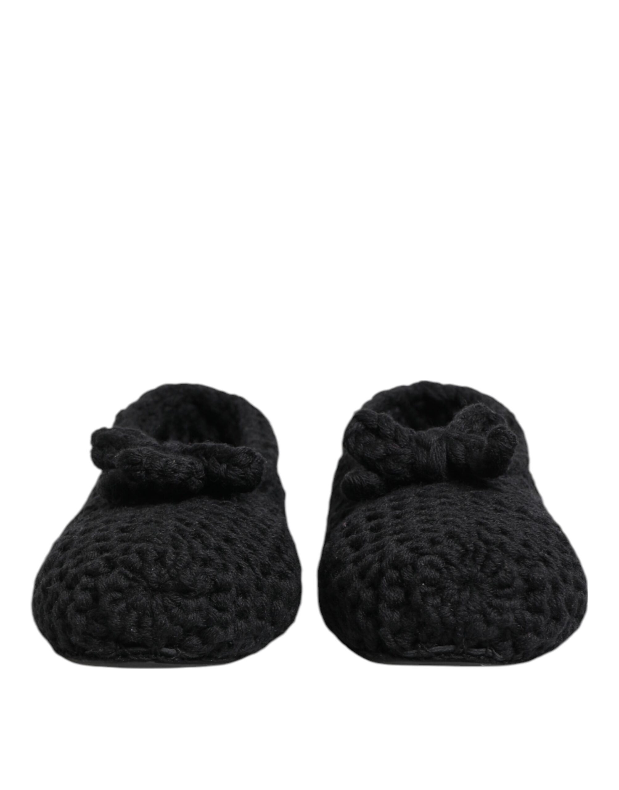 Dolce & Gabbana Black Wool Knit Slip On Ballerina Flats Shoes Glam Steals