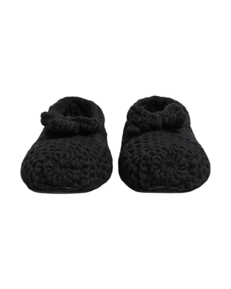 Dolce & Gabbana Black Wool Knit Slip On Ballerina Flats Shoes Glam Steals