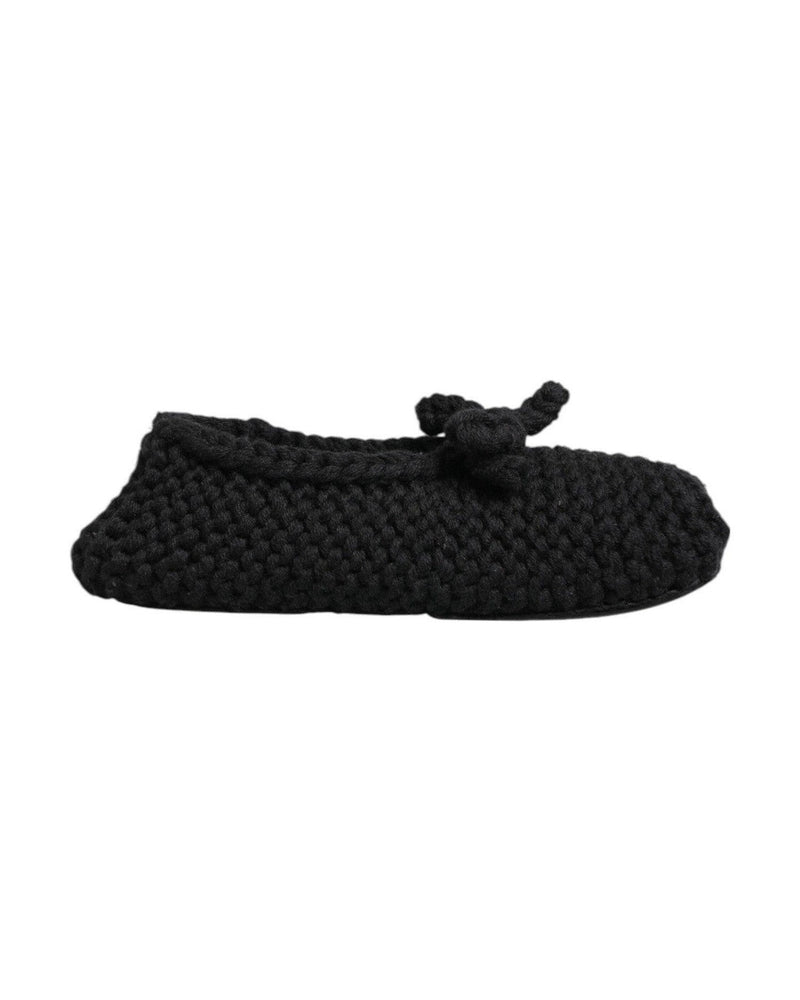 Dolce & Gabbana Black Wool Knit Slip On Ballerina Flats Shoes Glam Steals