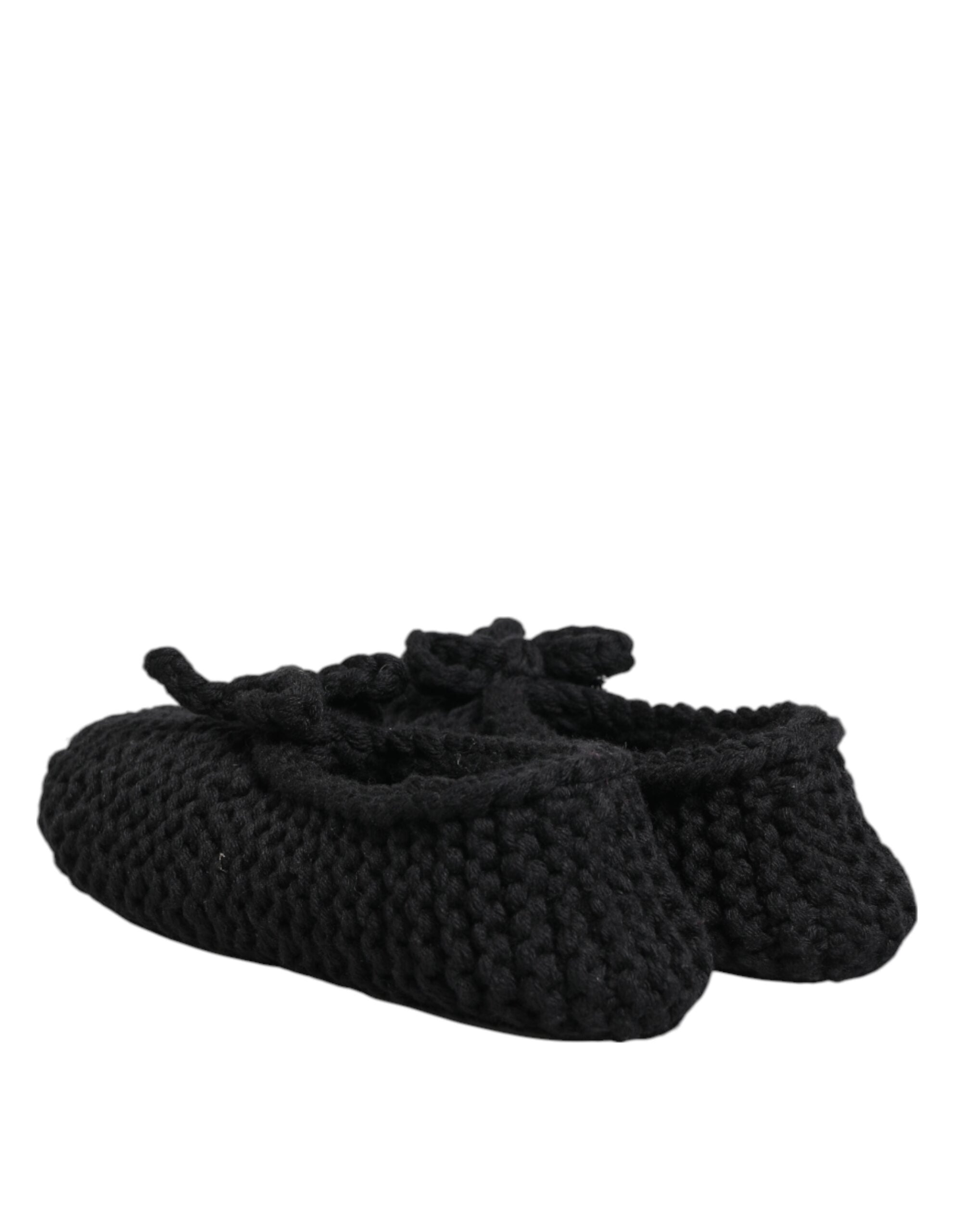 Dolce & Gabbana Black Wool Knit Slip On Ballerina Flats Shoes Glam Steals