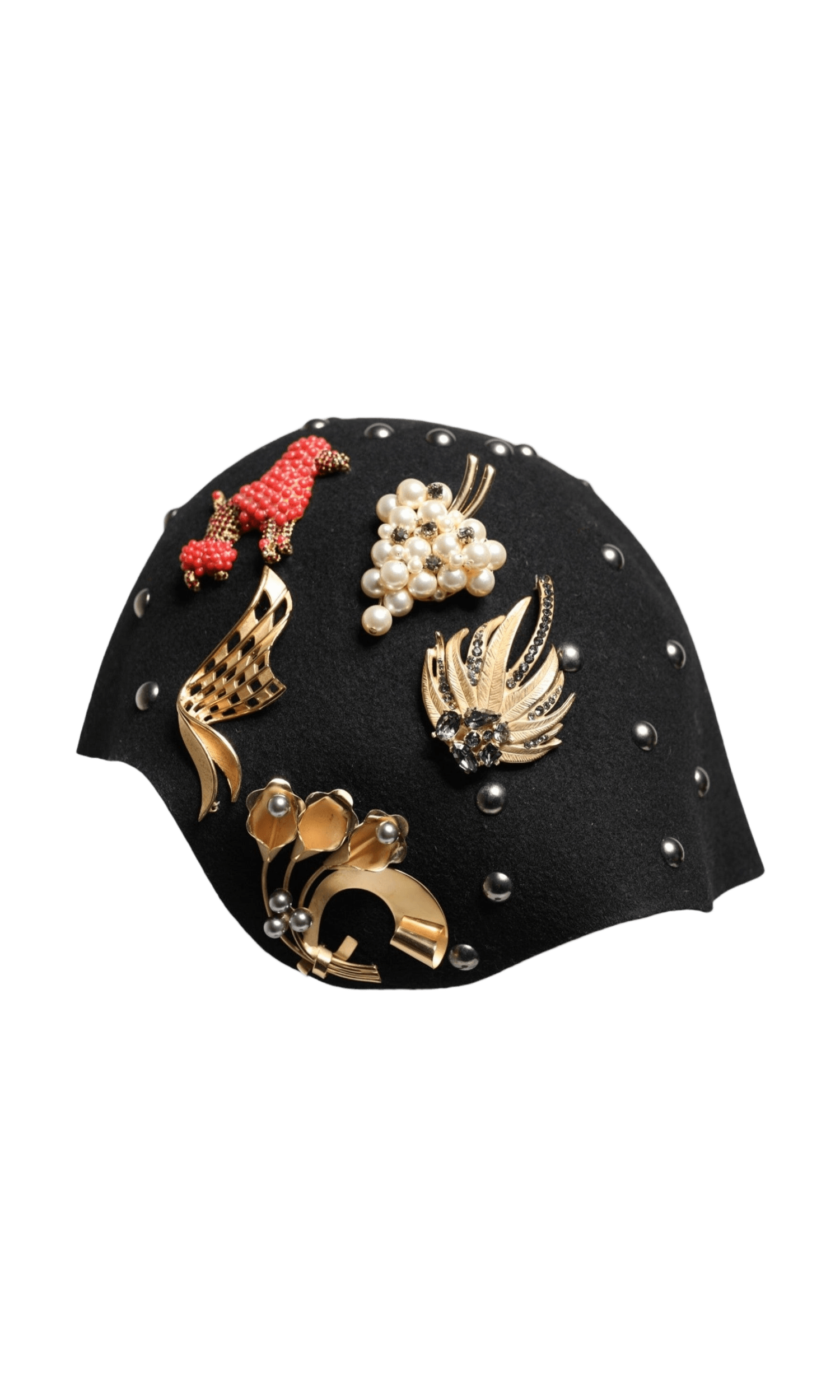 Dolce & Gabbana Black Wool Multicolor Embellished Cloche Hat Glam Steals