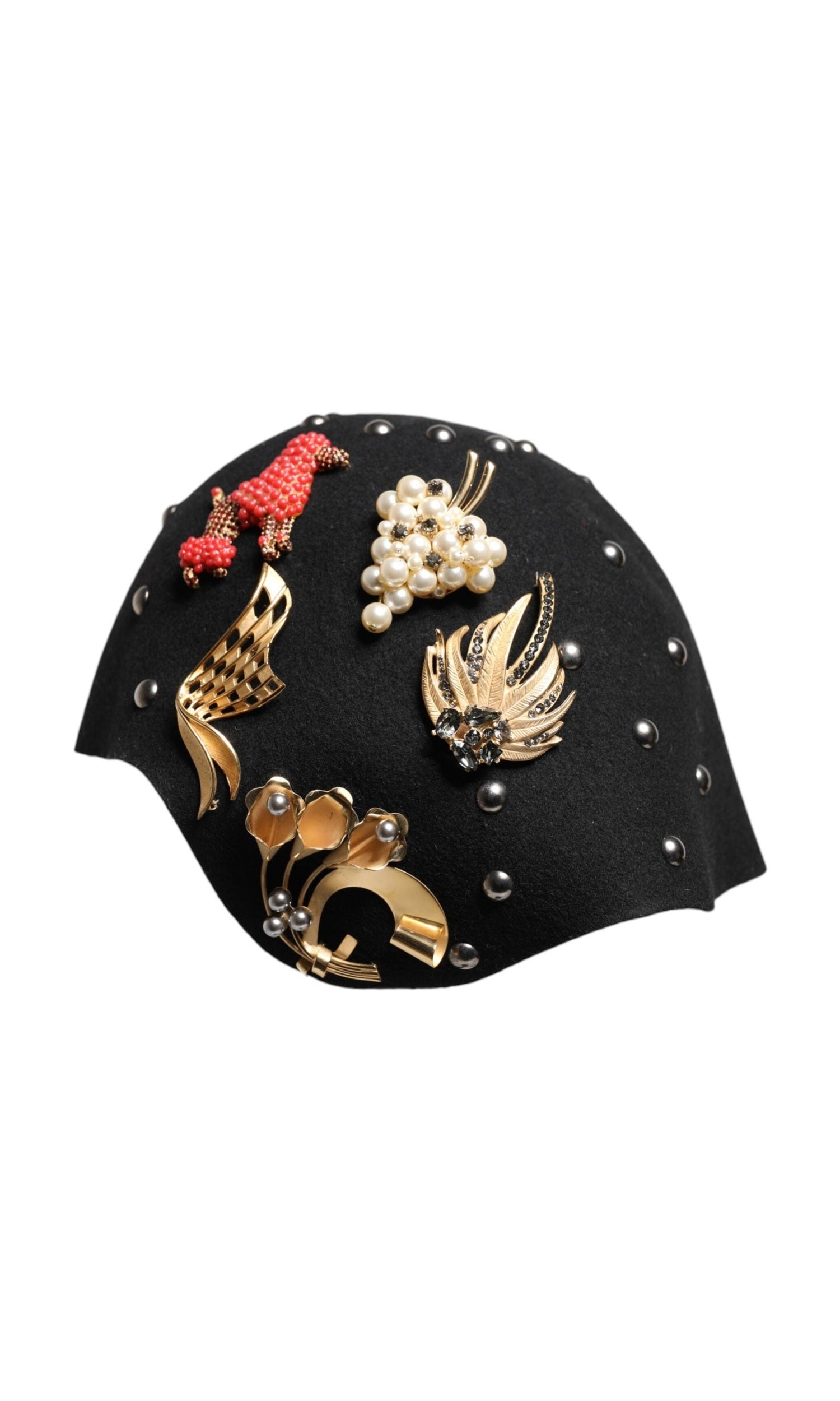 Dolce & Gabbana Black Wool Multicolor Embellished Cloche Hat Glam Steals