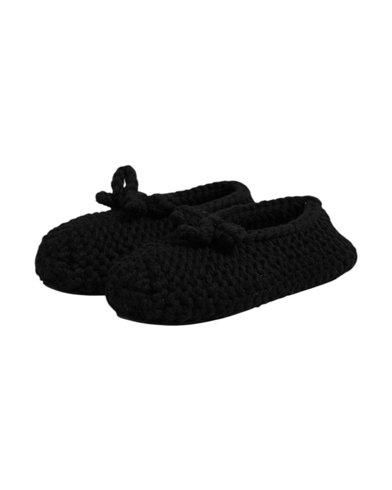 Dolce & Gabbana Black Wool Slip On Flats Ballerina Shoes Flats