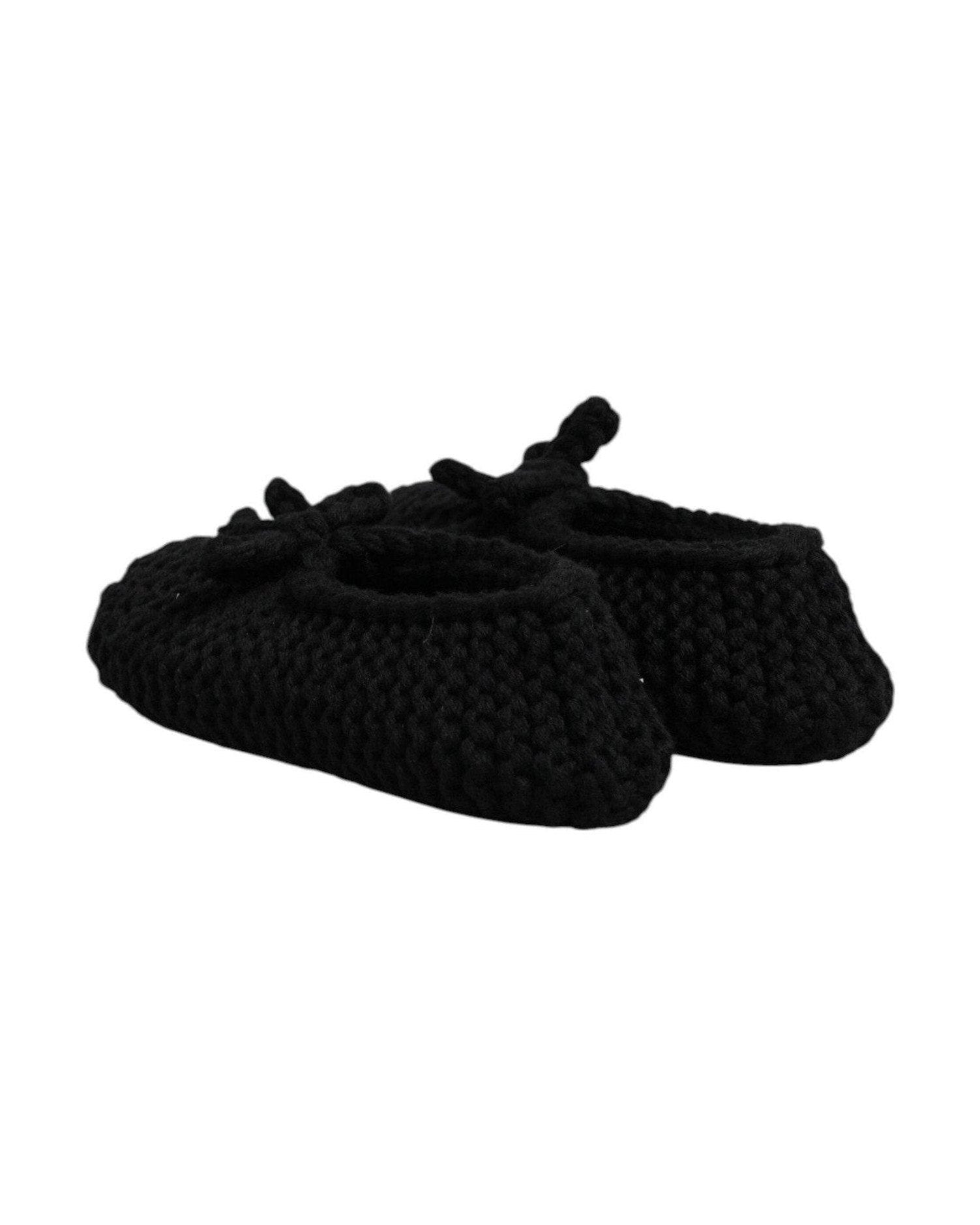 Dolce & Gabbana Black Wool Slip On Flats Ballerina Shoes Flats