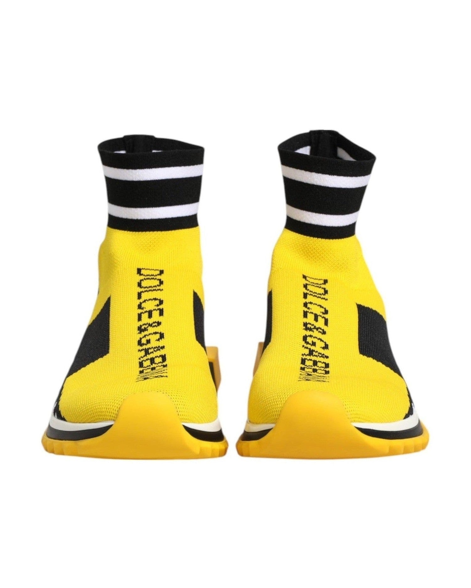 Dolce & Gabbana Black Yellow Sorrento Socks Sneakers Shoes Sneakers