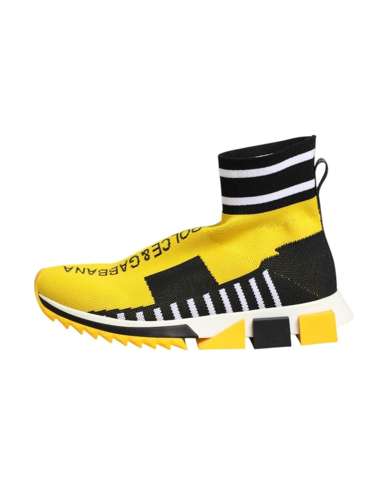 Dolce & Gabbana Black Yellow Sorrento Socks Sneakers Shoes Sneakers