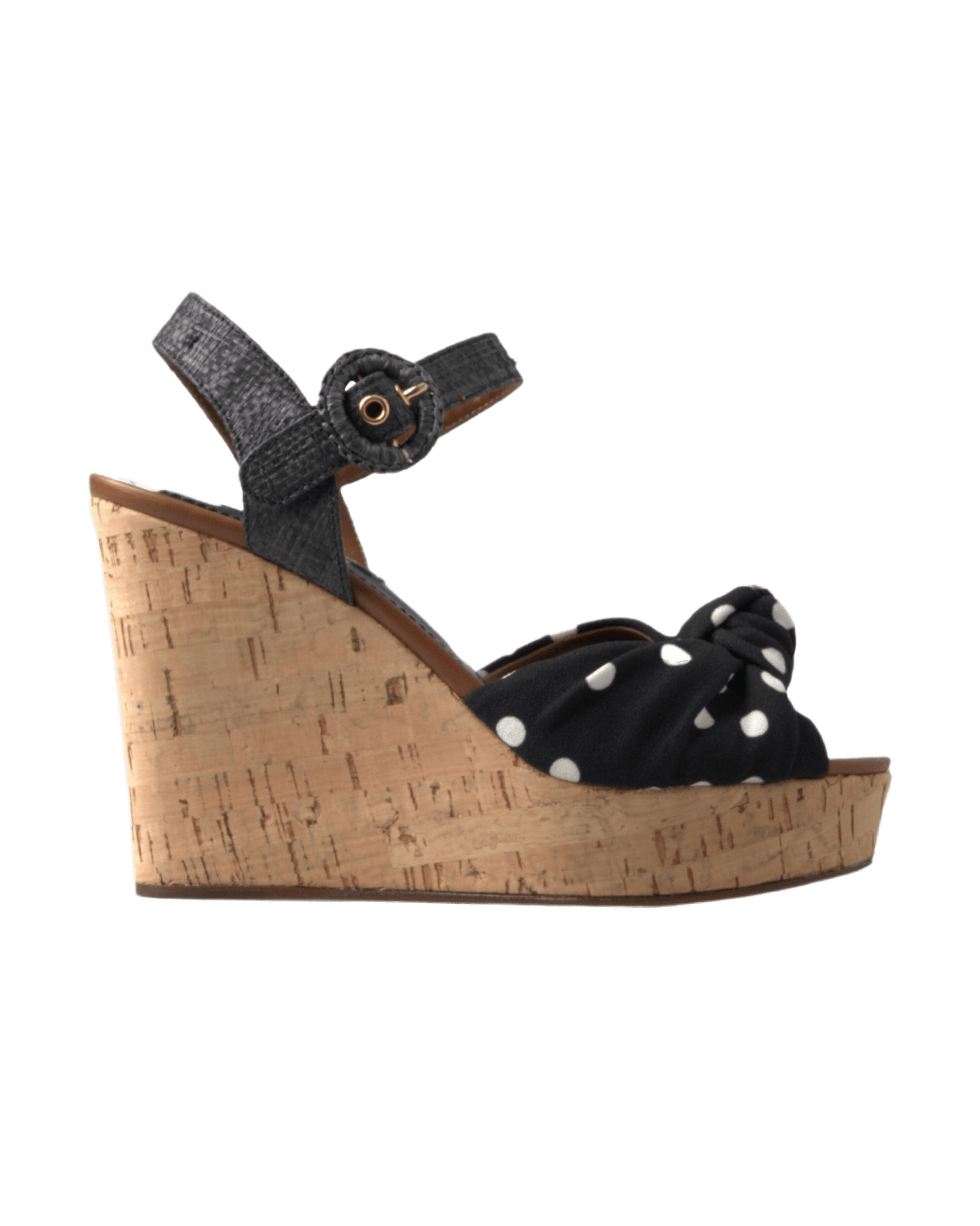 Dolce & Gabbana Black and Wedges Polka Dotted Ankle Strap Shoes Sandals Glam Steals