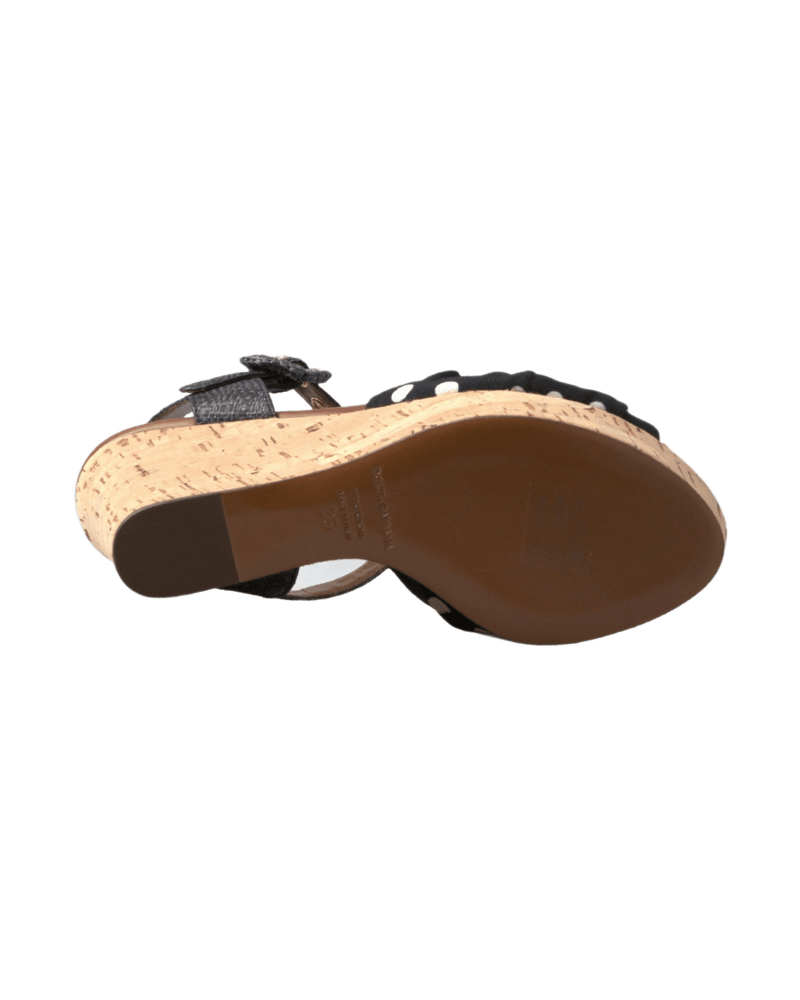 Dolce & Gabbana Black and Wedges Polka Dotted Ankle Strap Shoes Sandals Glam Steals