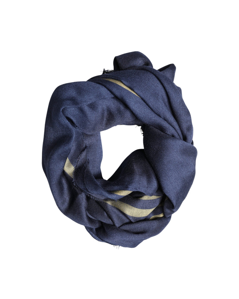 Dolce & Gabbana Blue Cashmere Neck Wrap Shawl Fringes Scarf Glam Steals