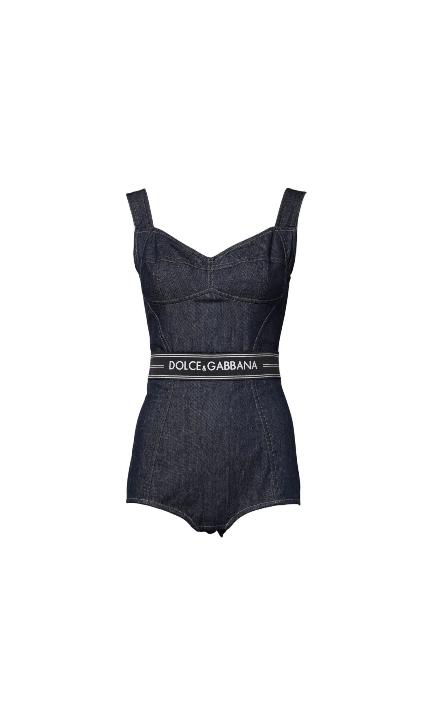 Dolce & Gabbana Blue Cotton Stretch Sleeveless Bodycon Denim Bodysuit Glam Steals