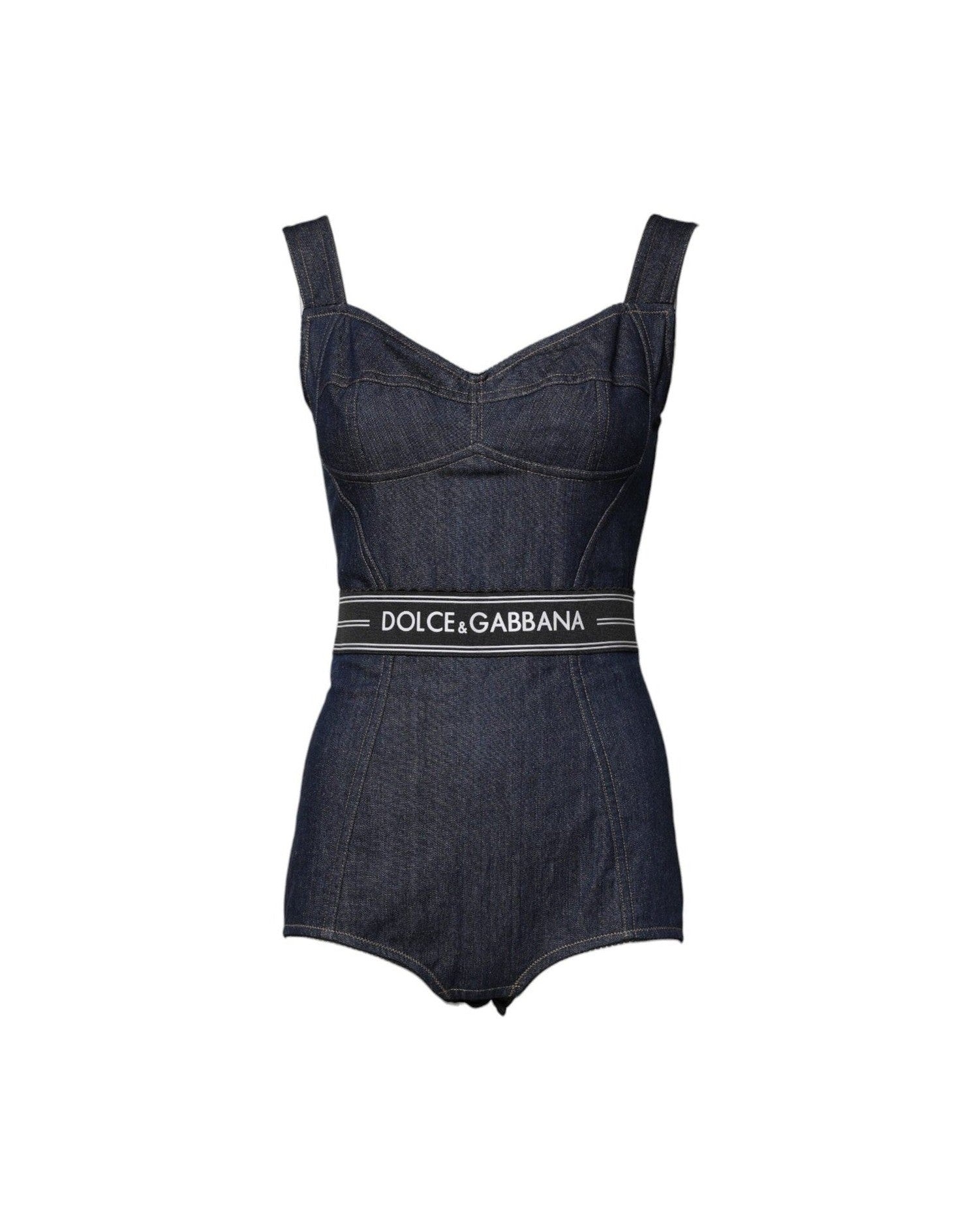 Dolce & Gabbana Blue Cotton Stretch Sleeveless Bodycon Denim Bodysuit Glam Steals