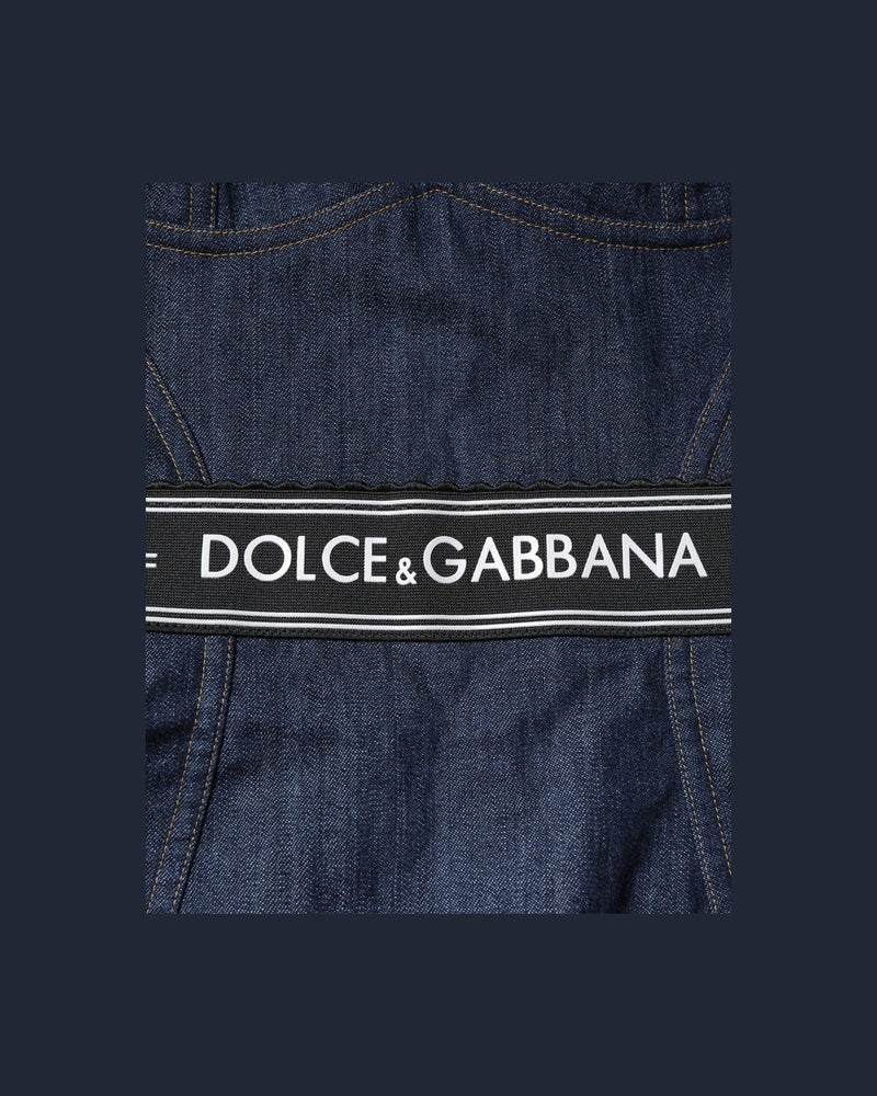 Dolce & Gabbana Blue Cotton Stretch Sleeveless Bodycon Denim Bodysuit Glam Steals