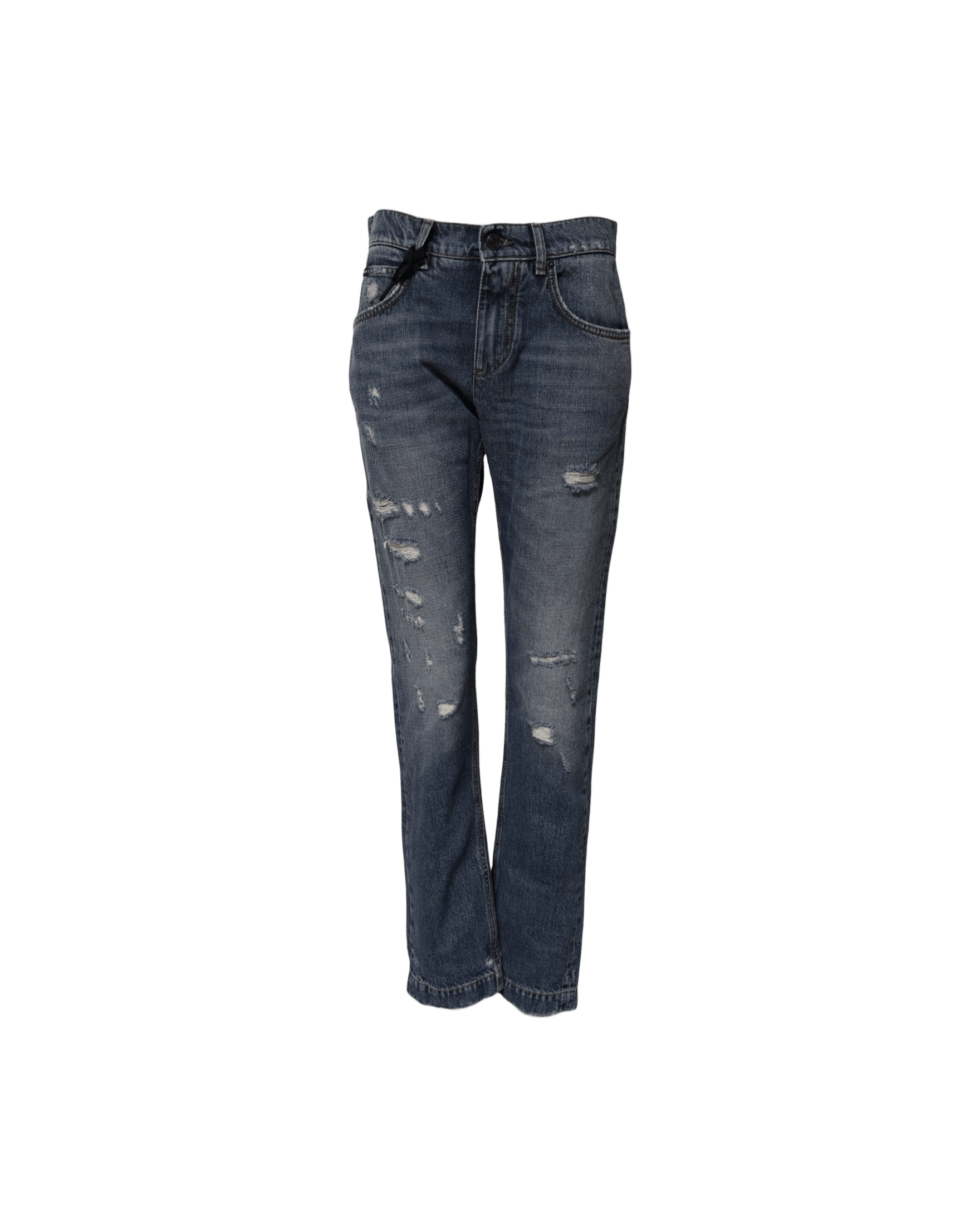 Dolce & Gabbana Blue Cotton Tattered Boyfriend Denim Jeans Glam Steals