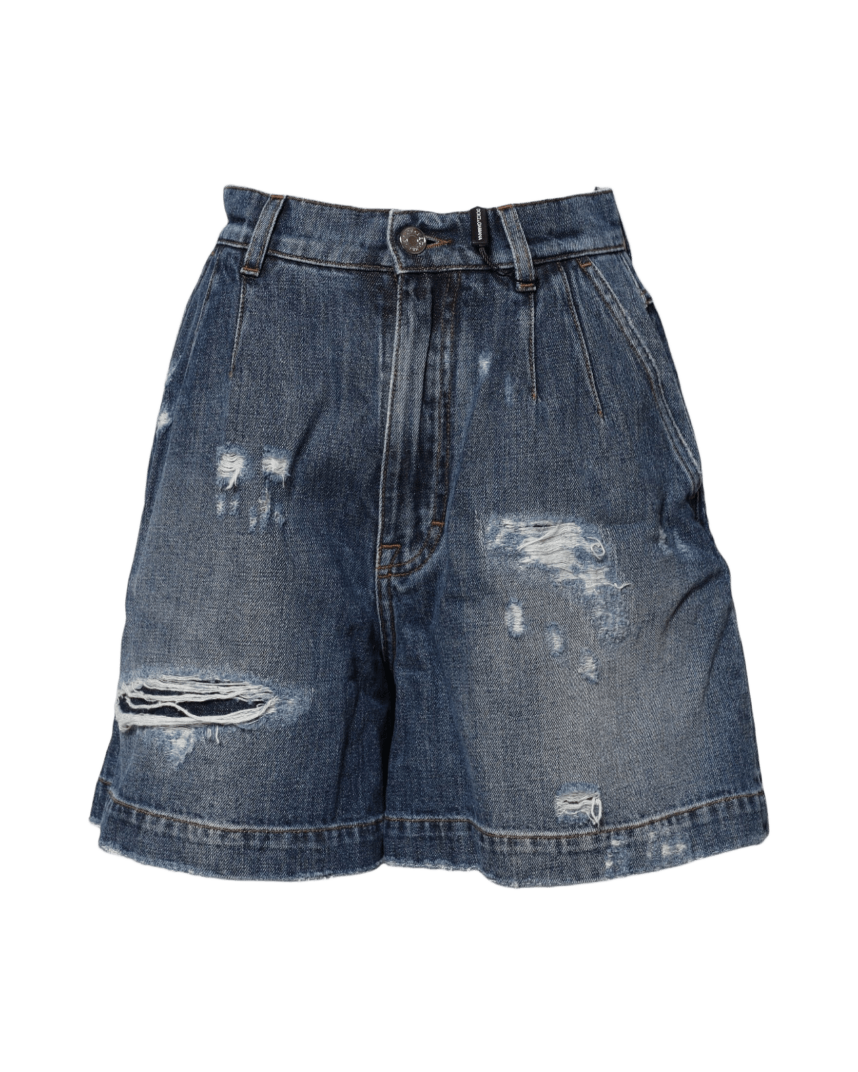 Dolce & Gabbana Blue Cotton Tattered Denim Bermuda Shorts Glam Steals