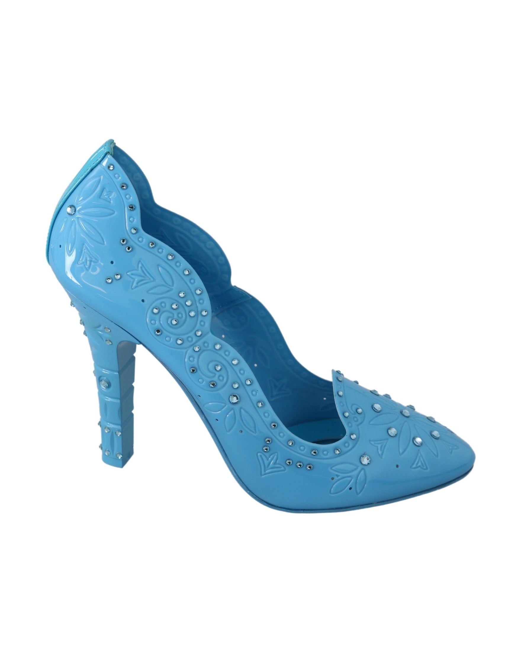 Dolce & Gabbana Blue Crystal Floral Cinderella Heels Heels