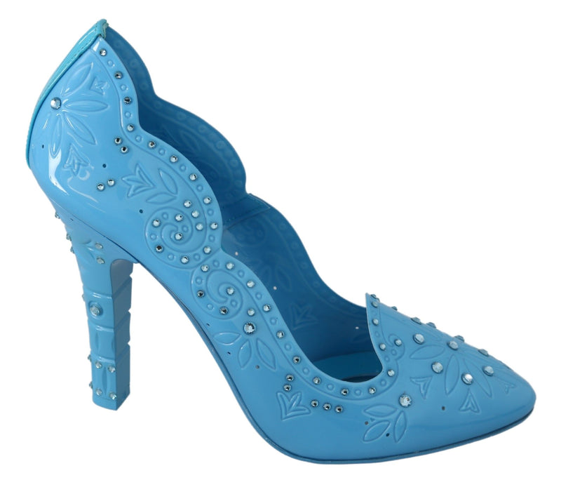 Dolce & Gabbana Blue Crystal Floral Cinderella Heels Glam Steals