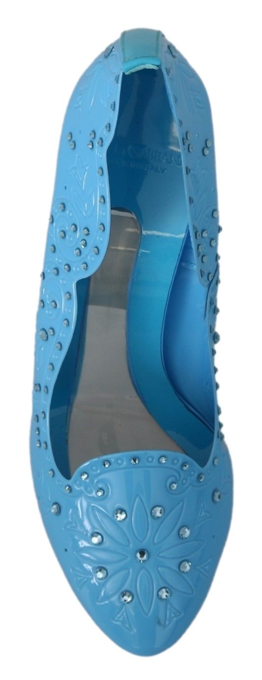 Dolce & Gabbana Blue Crystal Floral Cinderella Heels Glam Steals