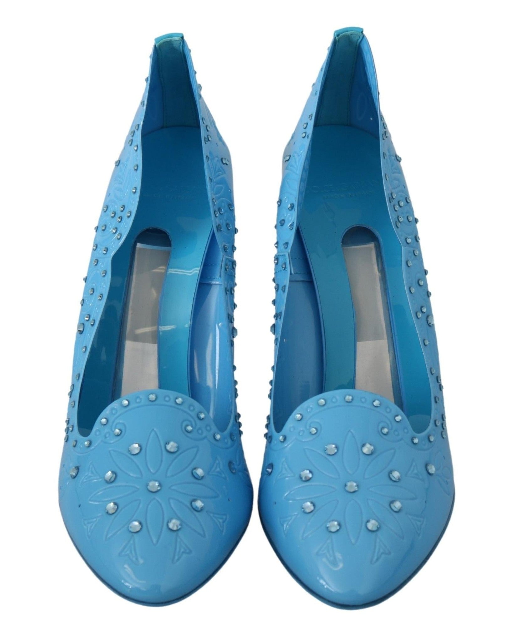 Dolce & Gabbana Blue Crystal Floral Cinderella Heels Heels